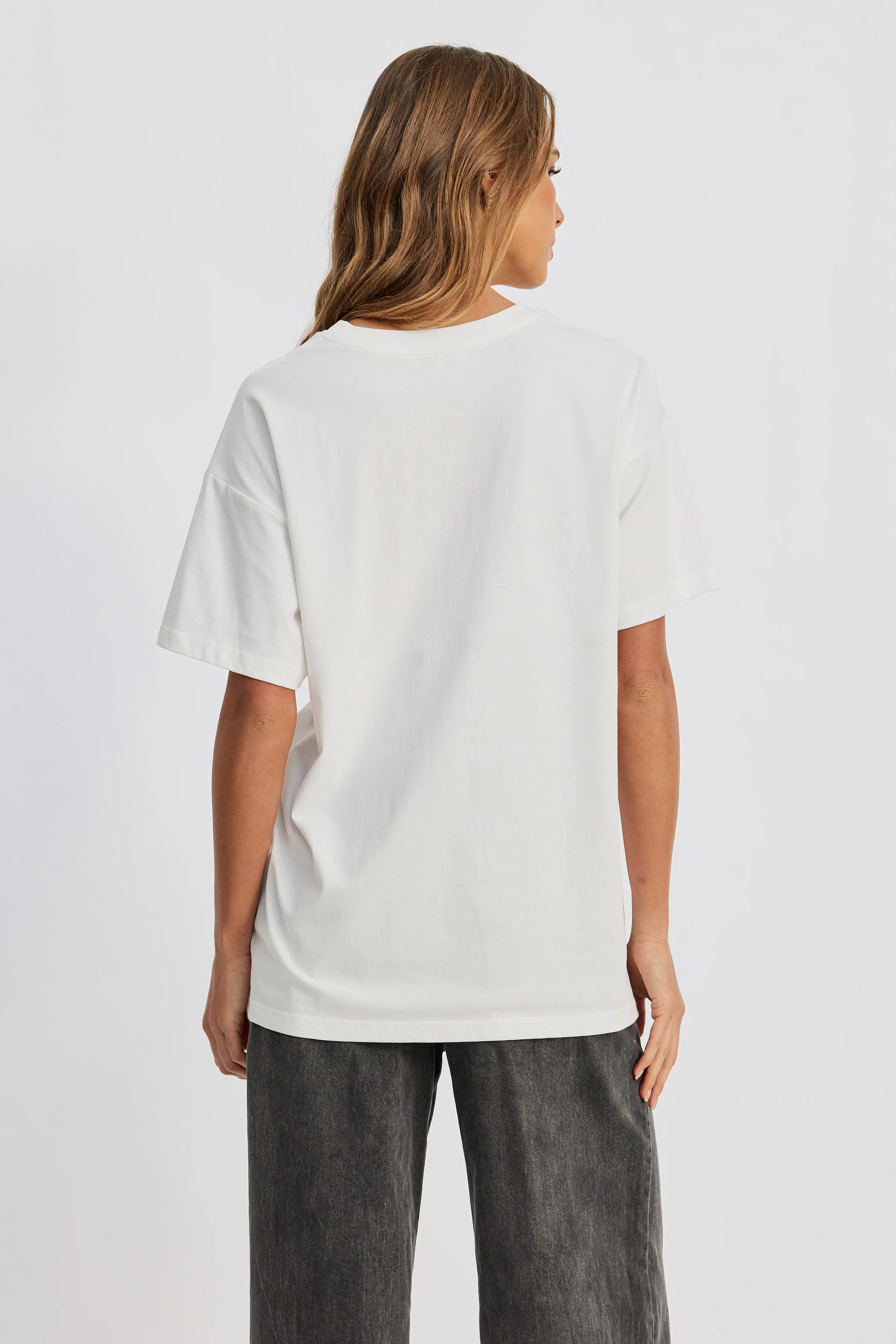 Grande Printed Longline Panel Tee - White / Black - Image 8