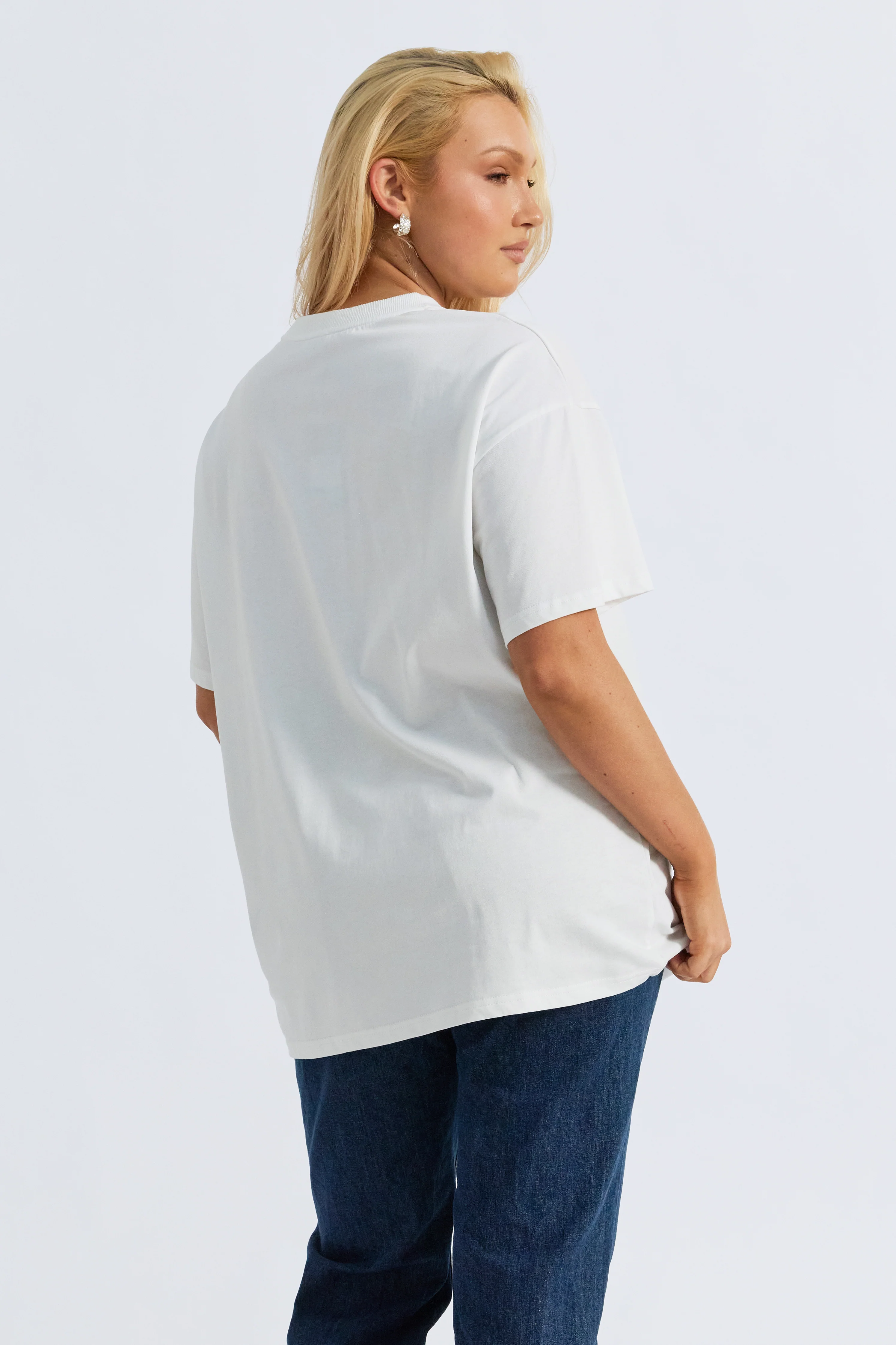 Grande Printed Longline Panel Tee - White / Black - Image 9
