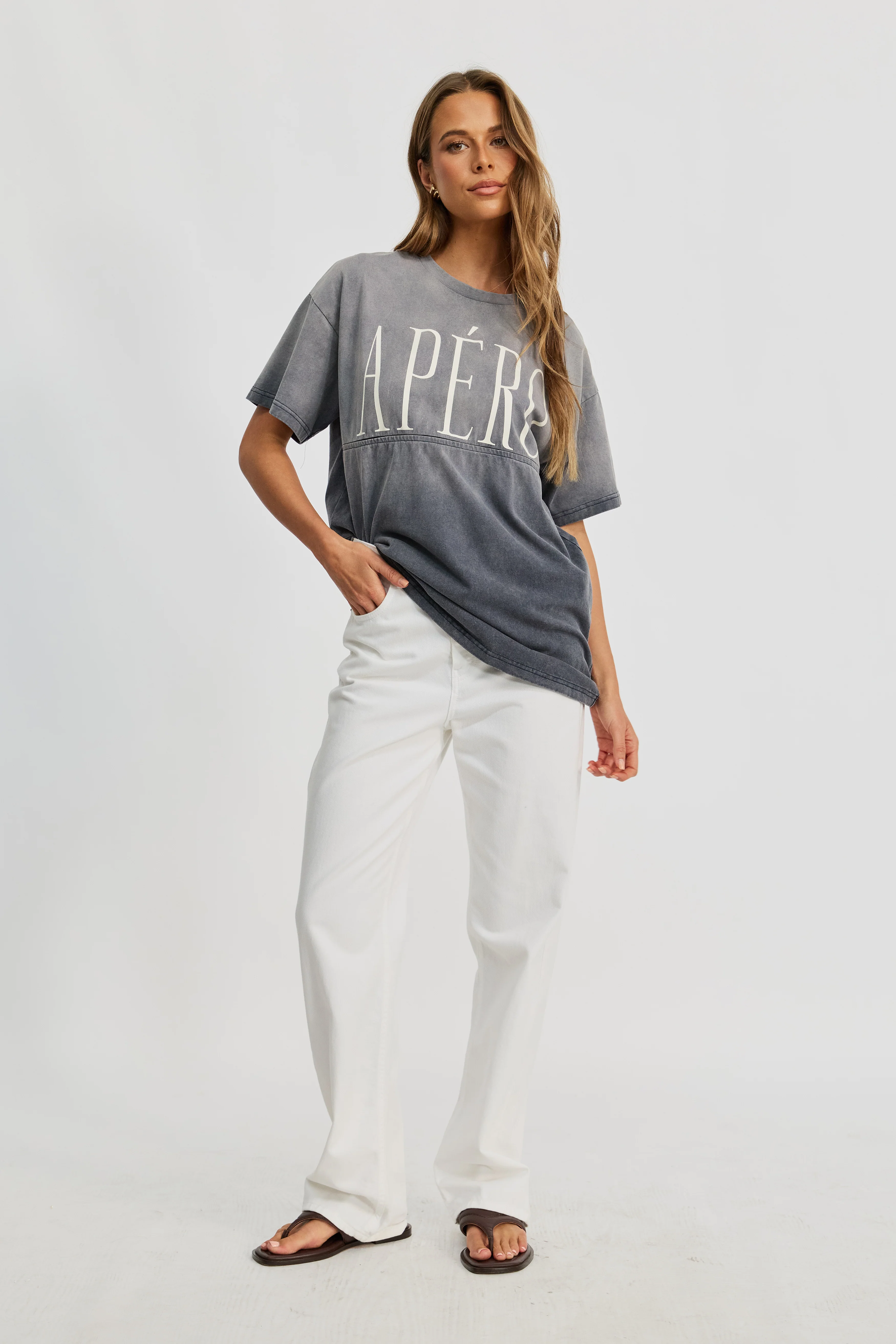 Grande Washed Longline Tee - Washed Slate