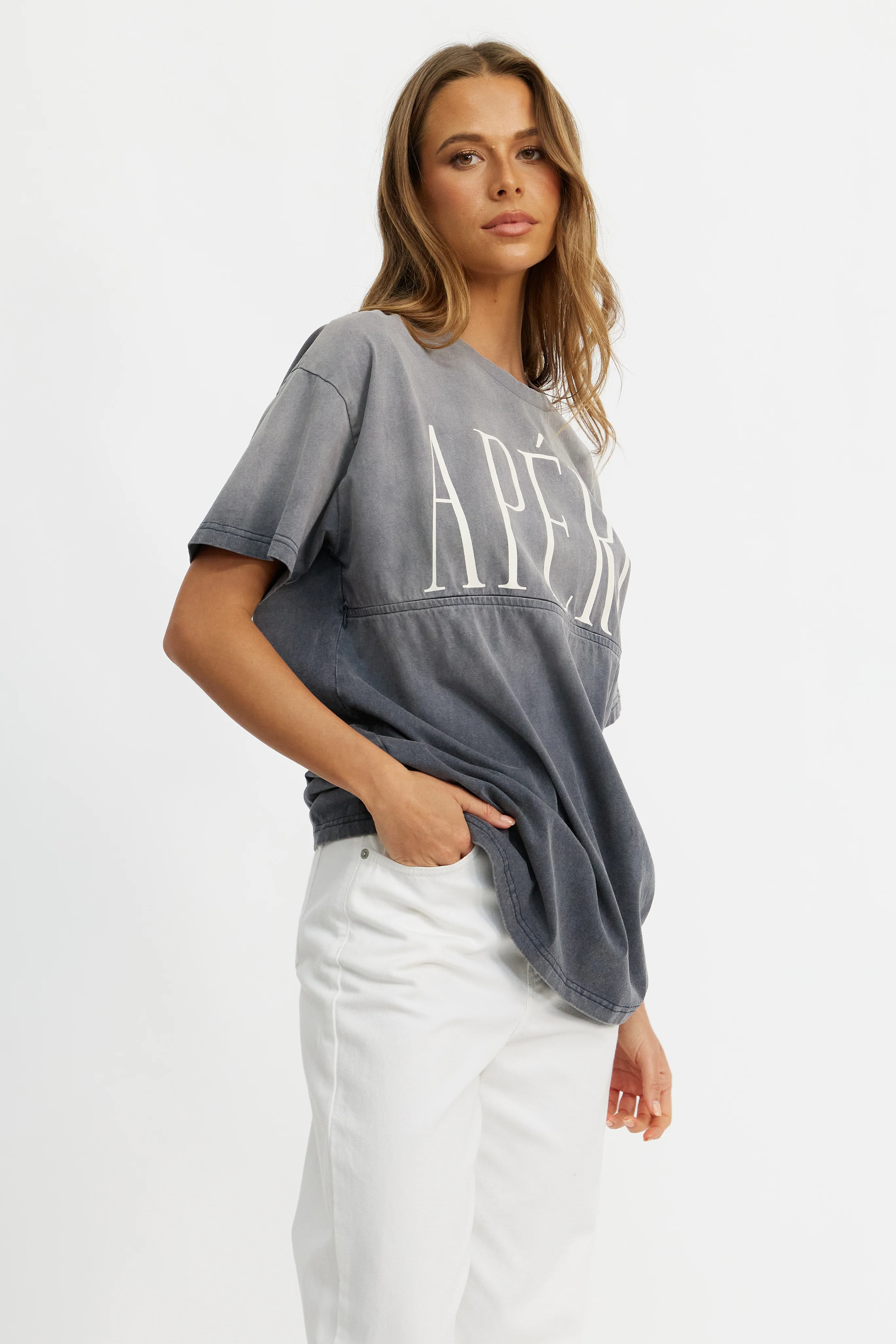 Grande Washed Longline Tee - Washed Slate - Image 4