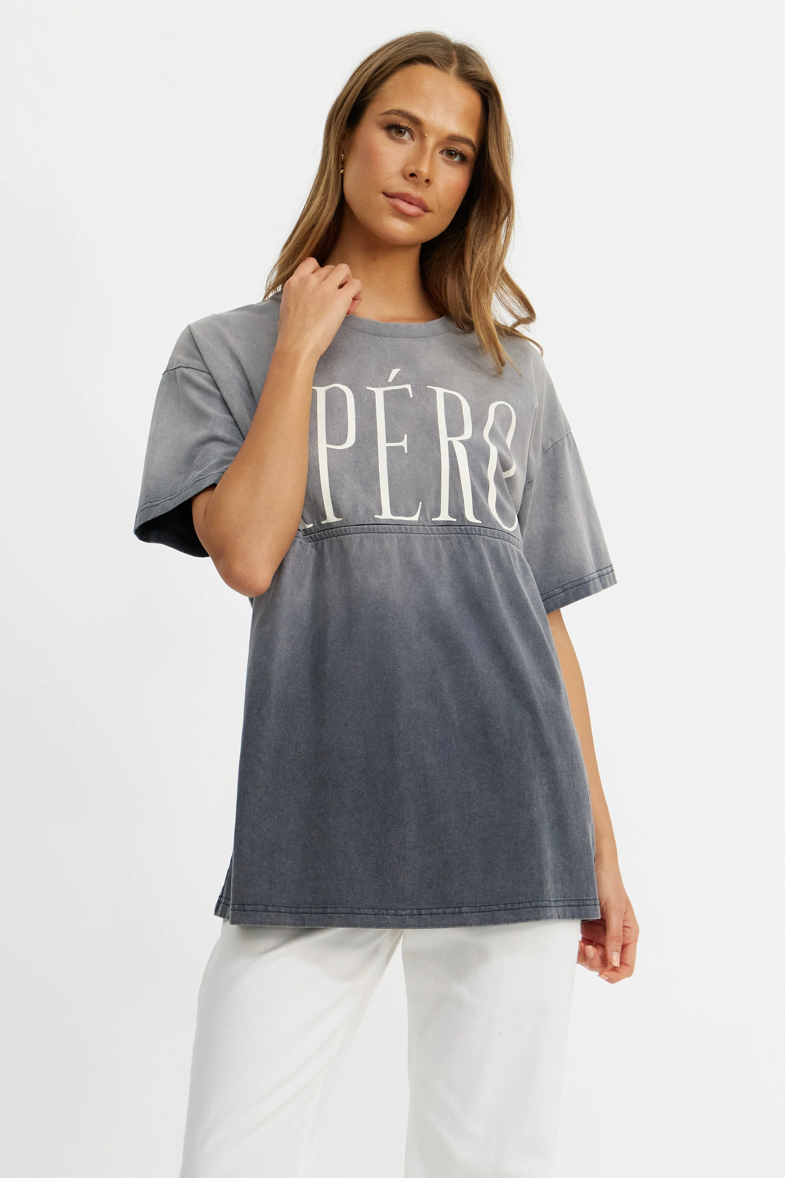 Grande Washed Longline Tee - Washed Slate - Image 6
