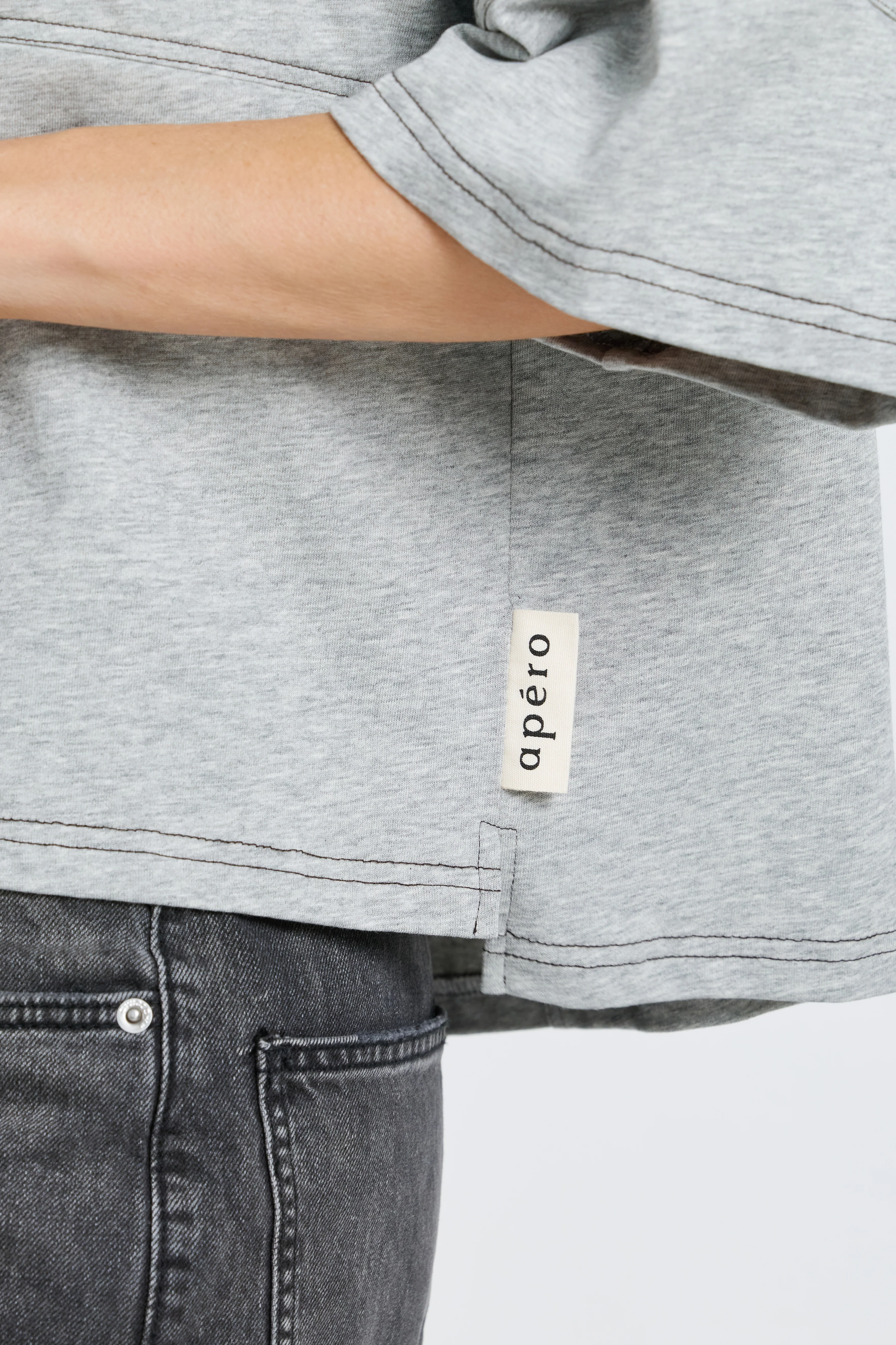Holland Slouch Panel Tee - Grey Marle - Image 5