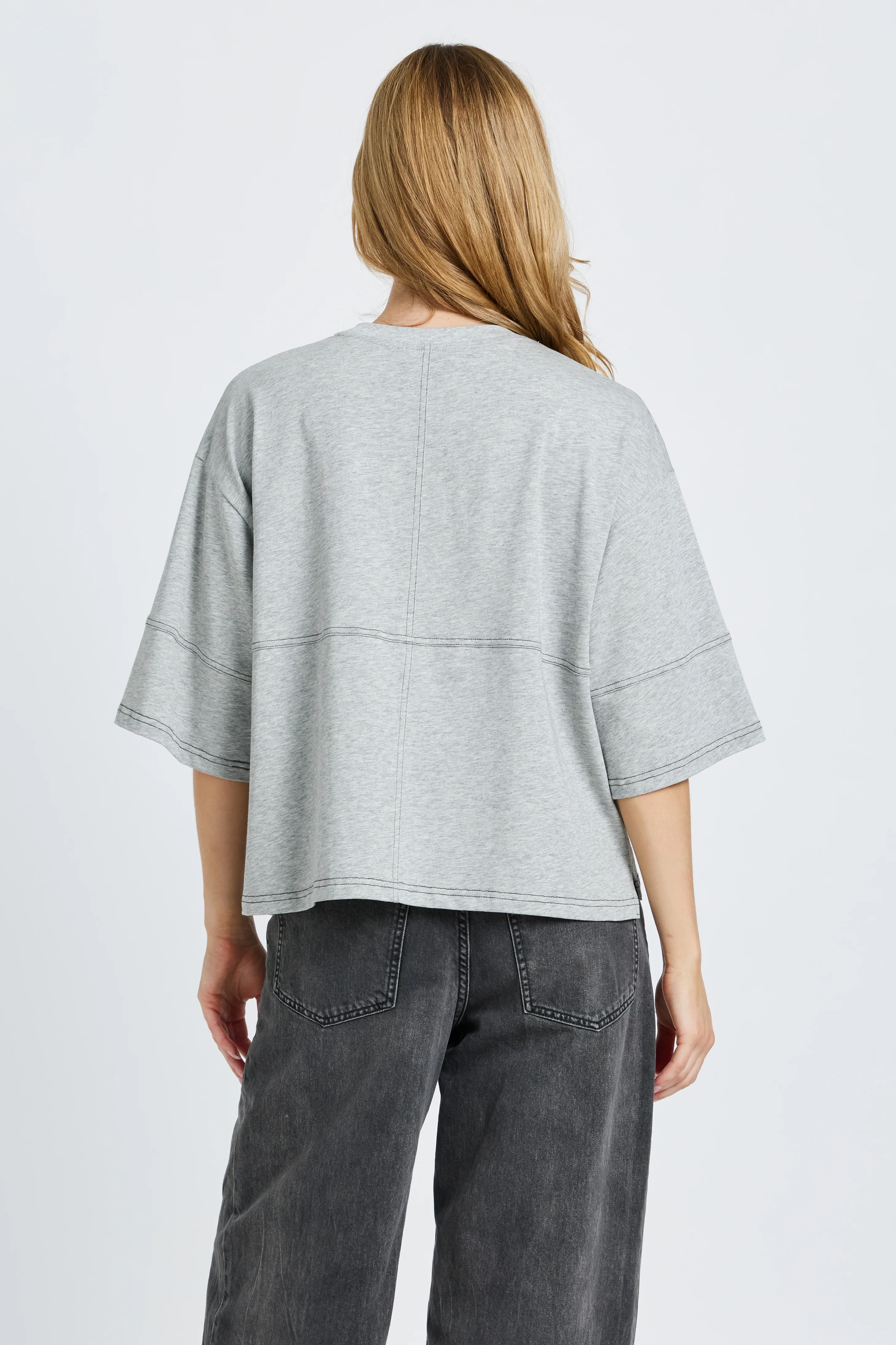 Holland Slouch Panel Tee - Grey Marle - Image 7