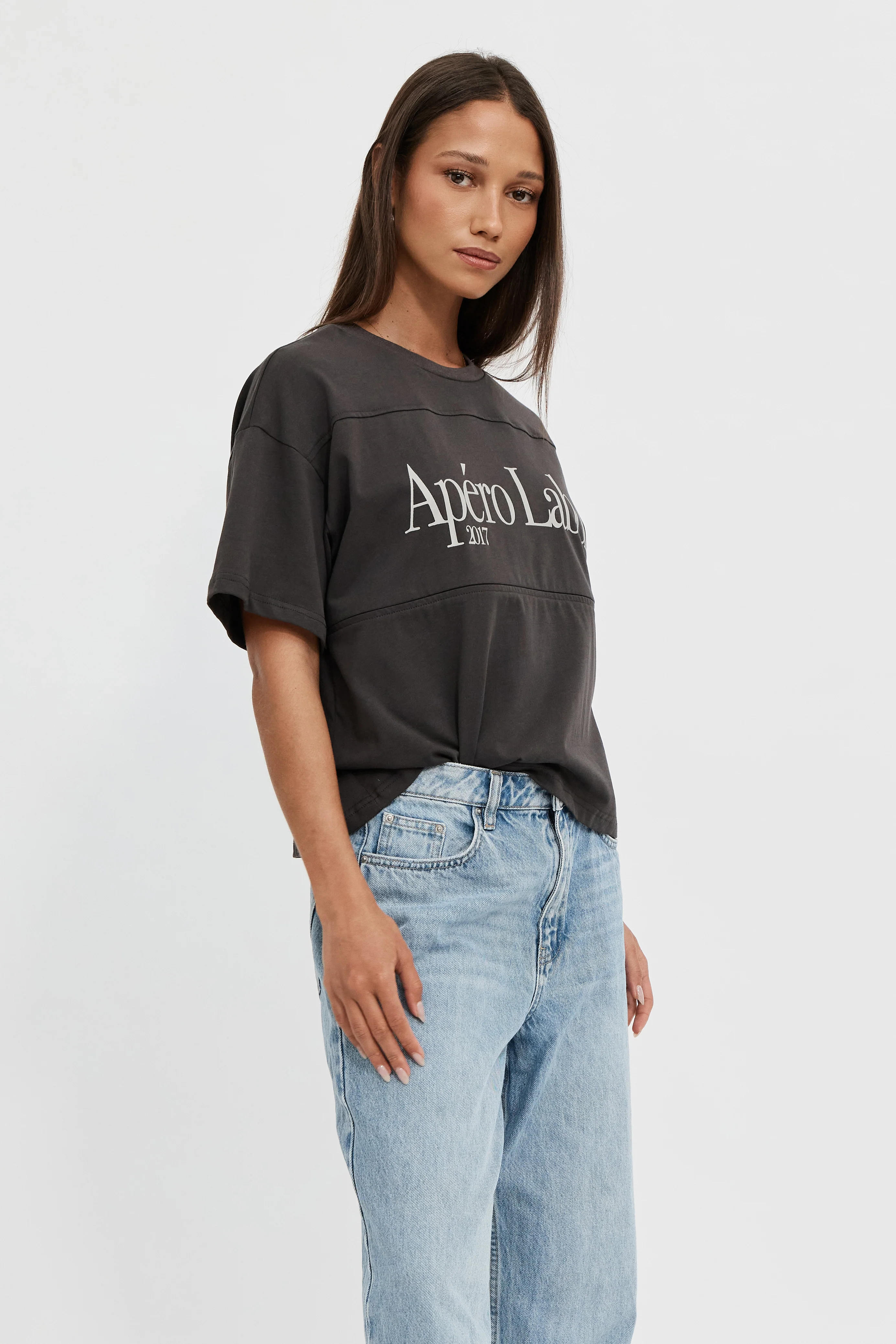 Icon Printed Drop-Shoulder Tee - Charcoal - Image 4