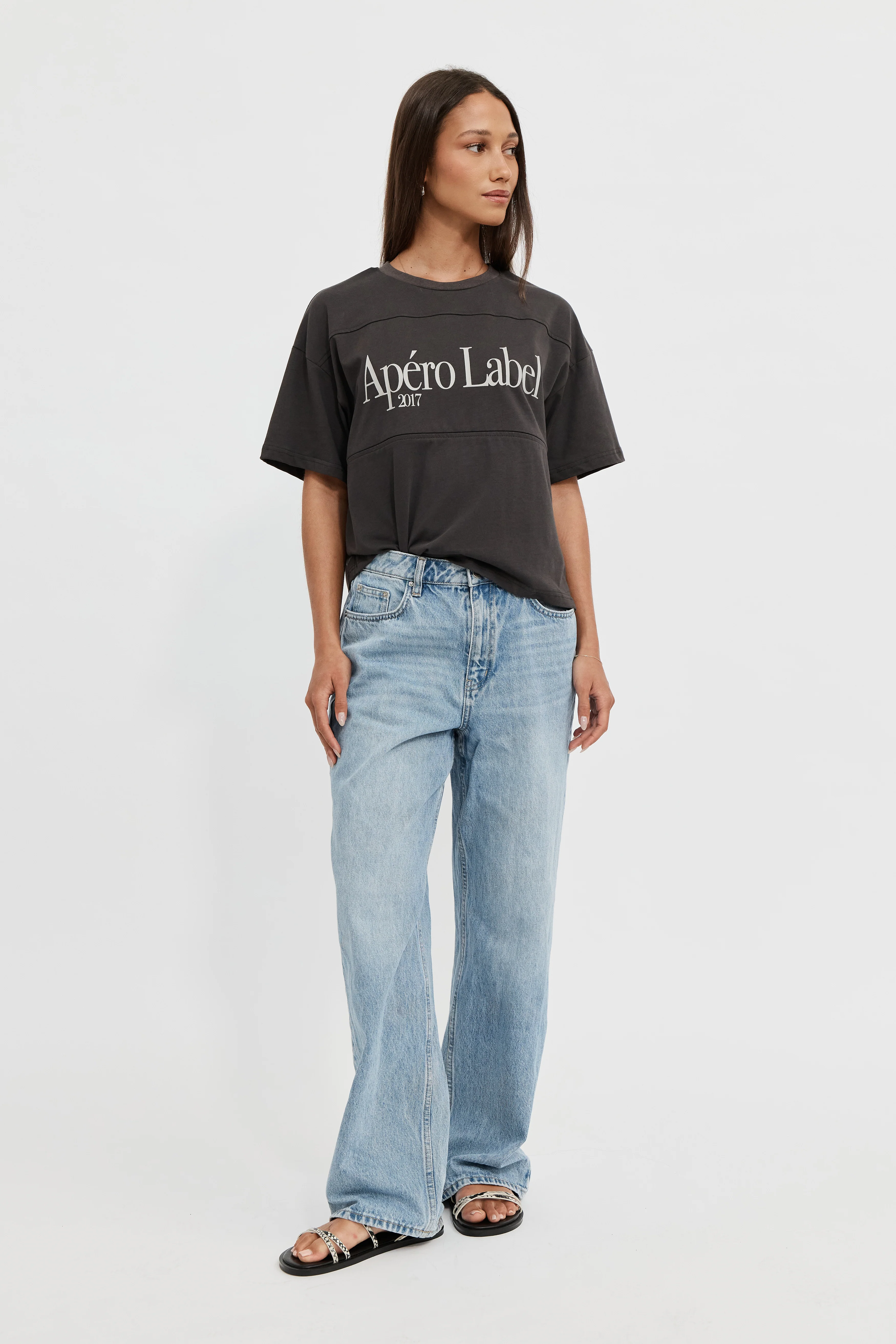 Icon Printed Drop-Shoulder Tee - Charcoal - Image 6