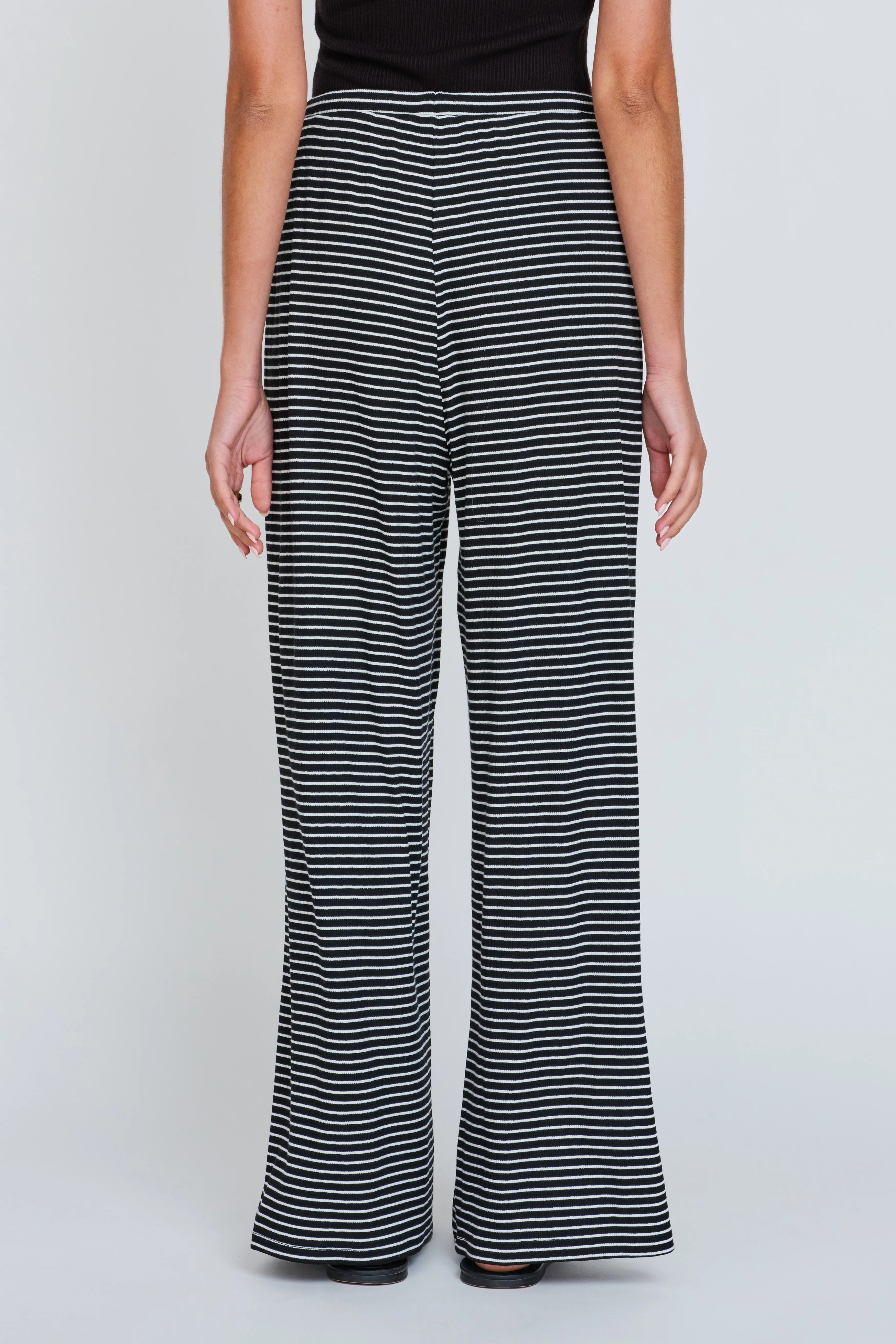 Ivy Stripe Wide Leg Pant - Black / White - Image 5