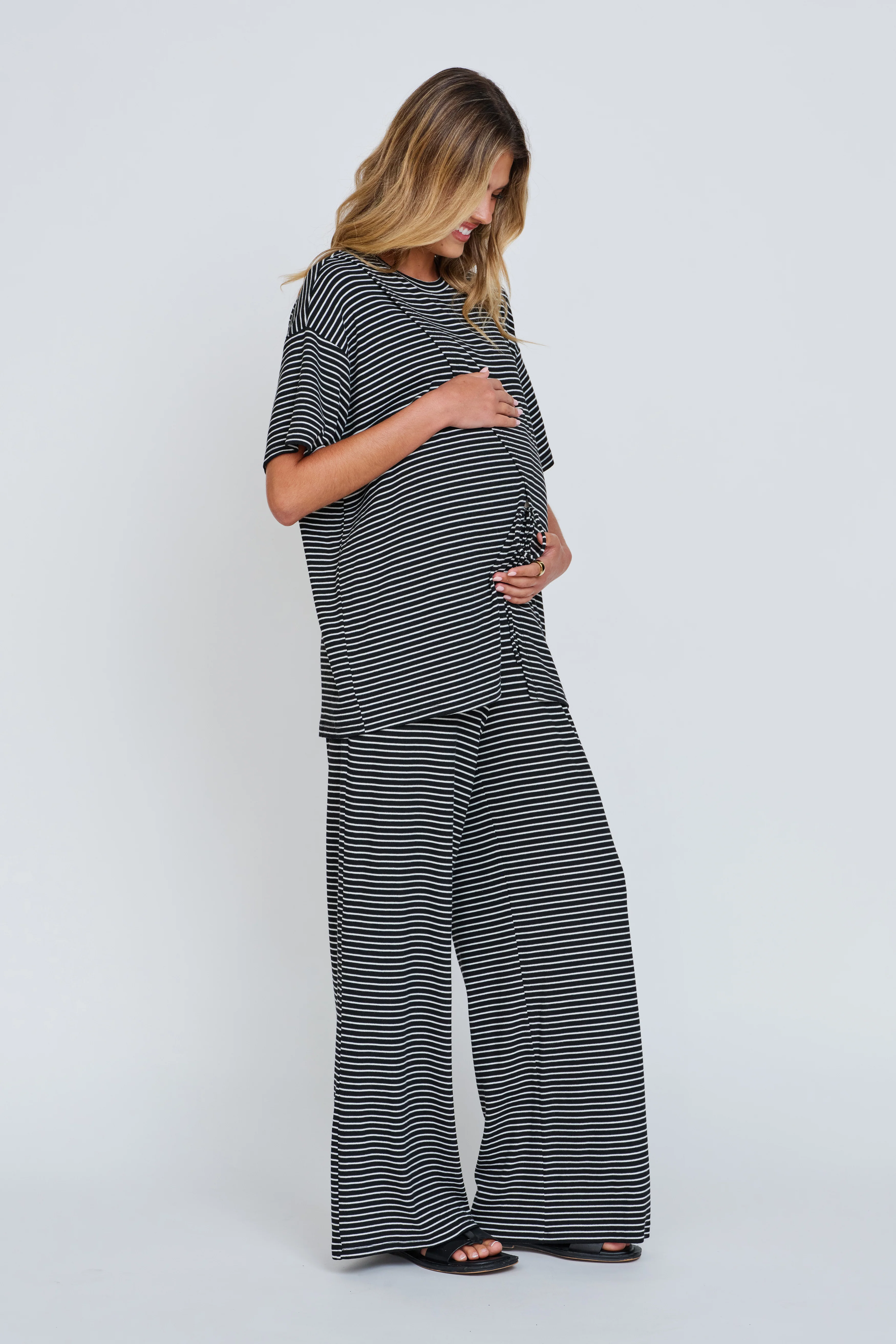 Ivy Stripe Wide Leg Pant - Black / White - Image 8