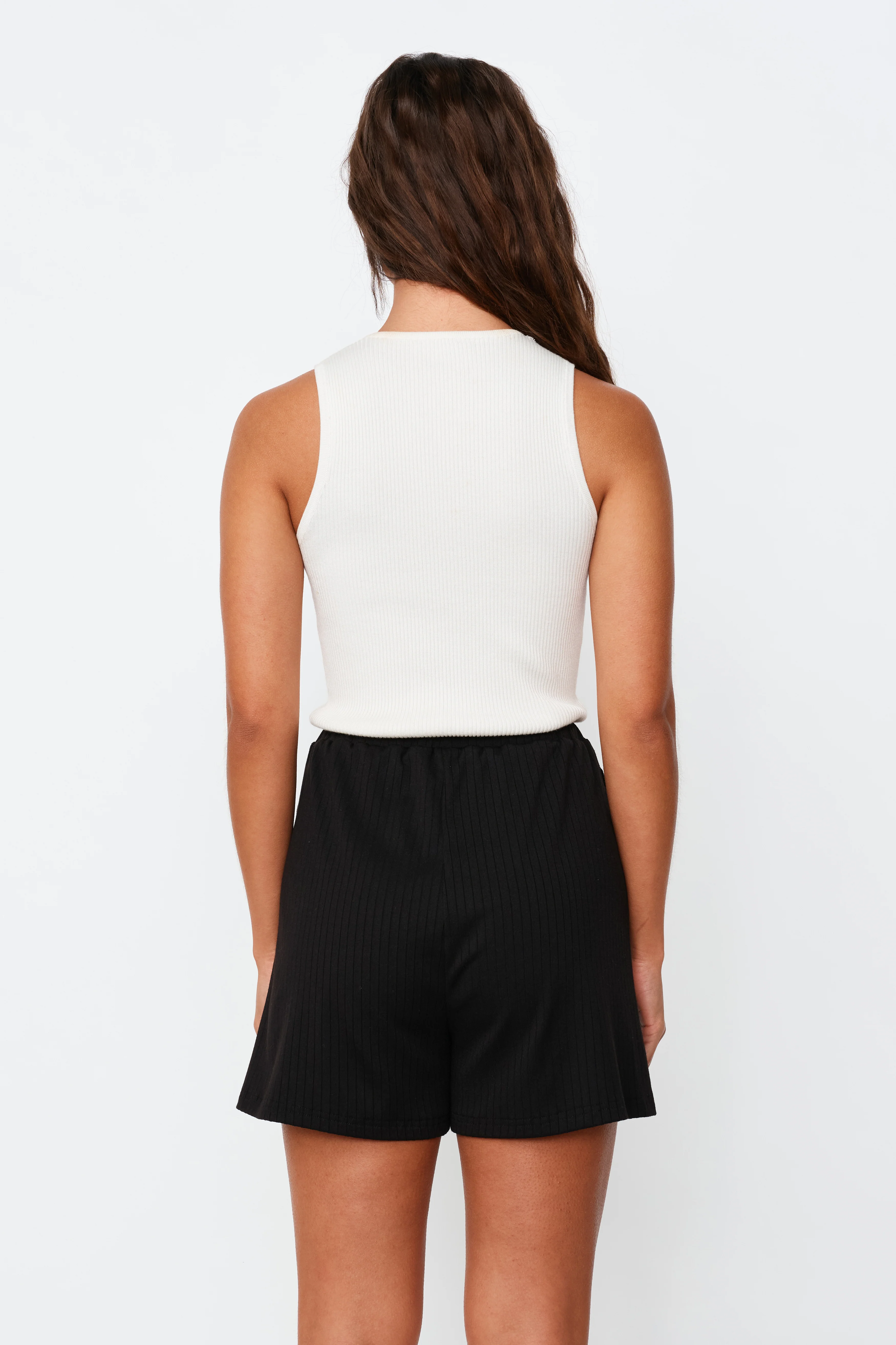 Ivy Ribbed Lounge Short - Black - Image 8