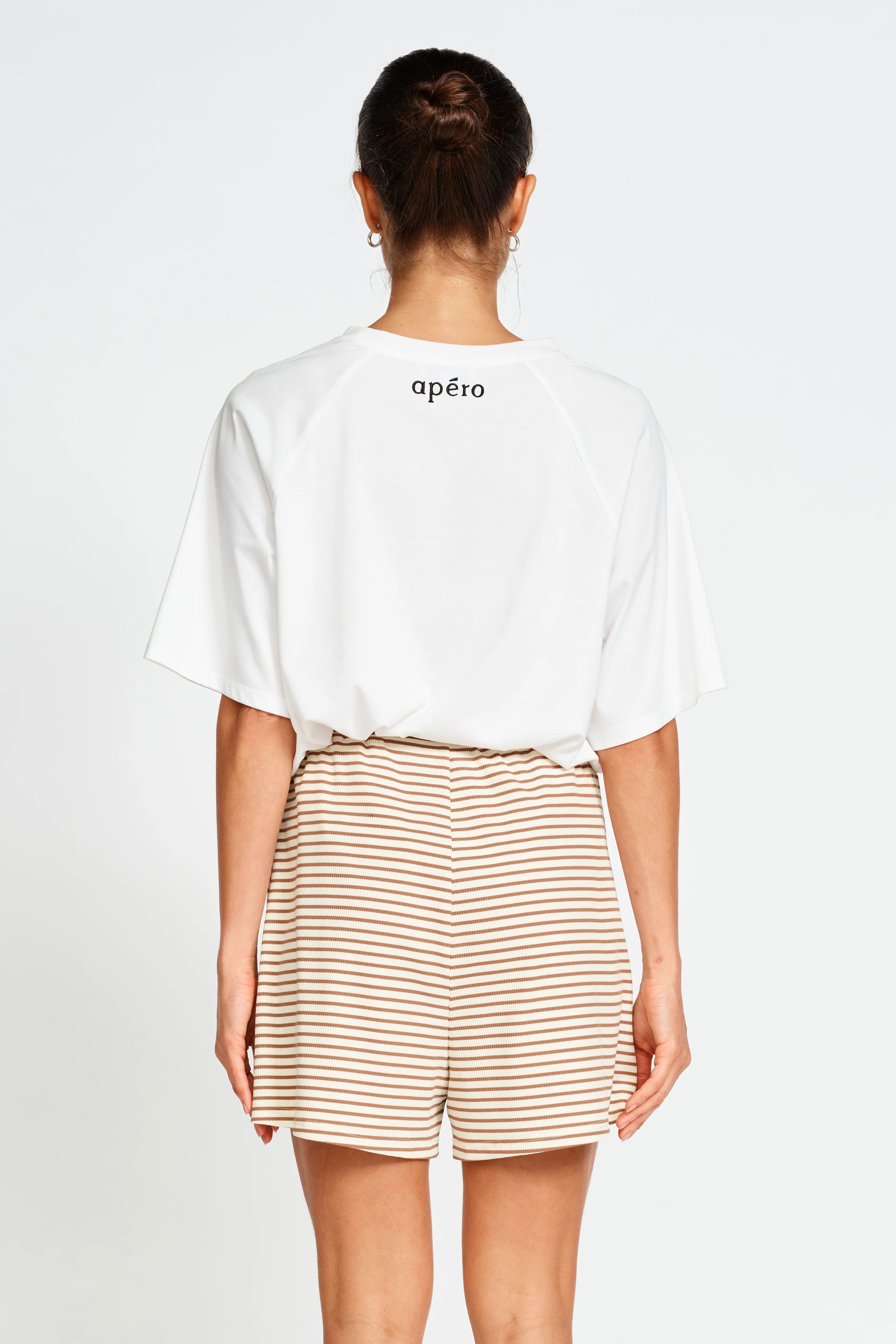 Ivy Stripe Lounge Short - Cream / Tan - Image 9