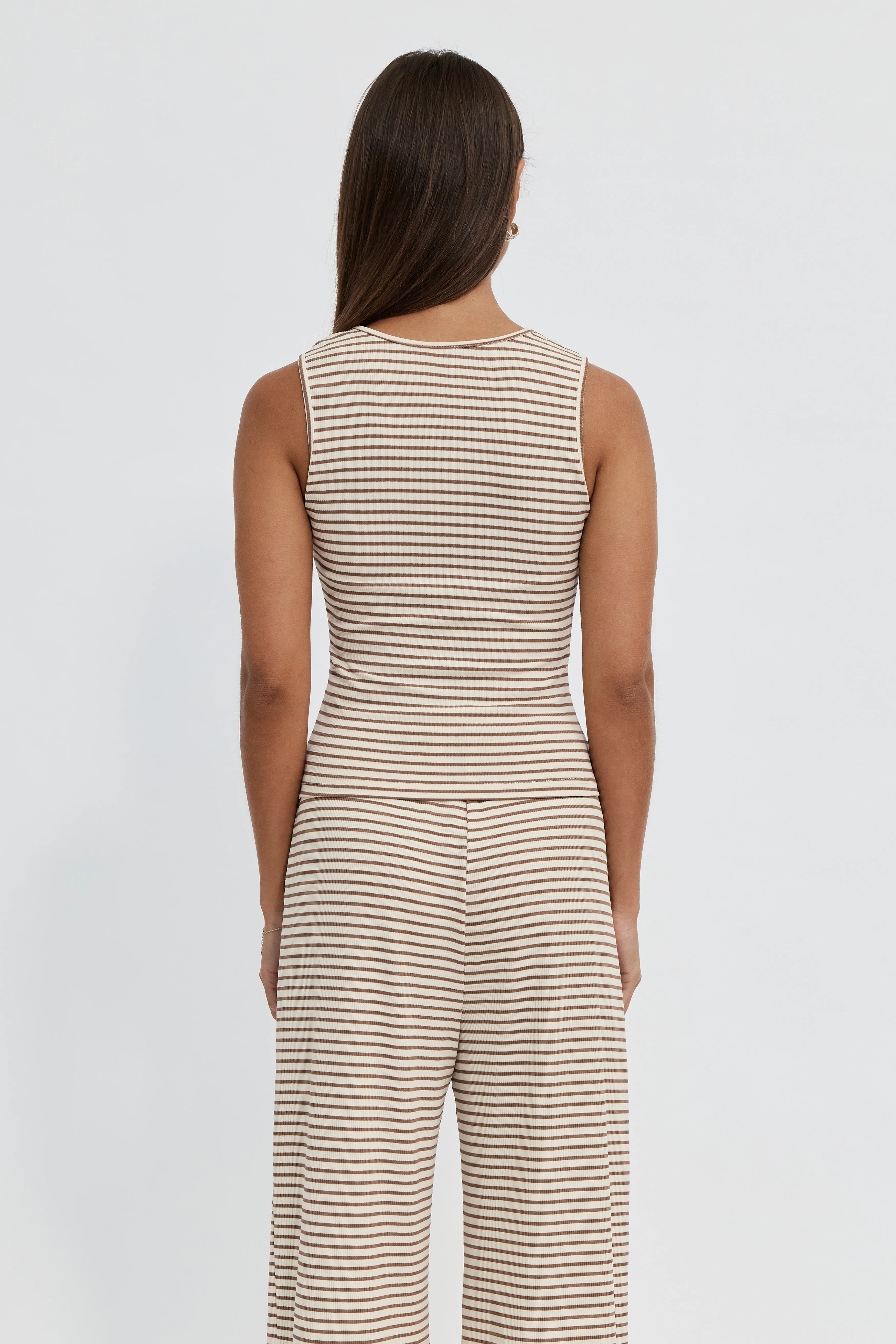 Ivy Reversible Stripe Scoop Neck Tank - Cream / Tan - Image 7
