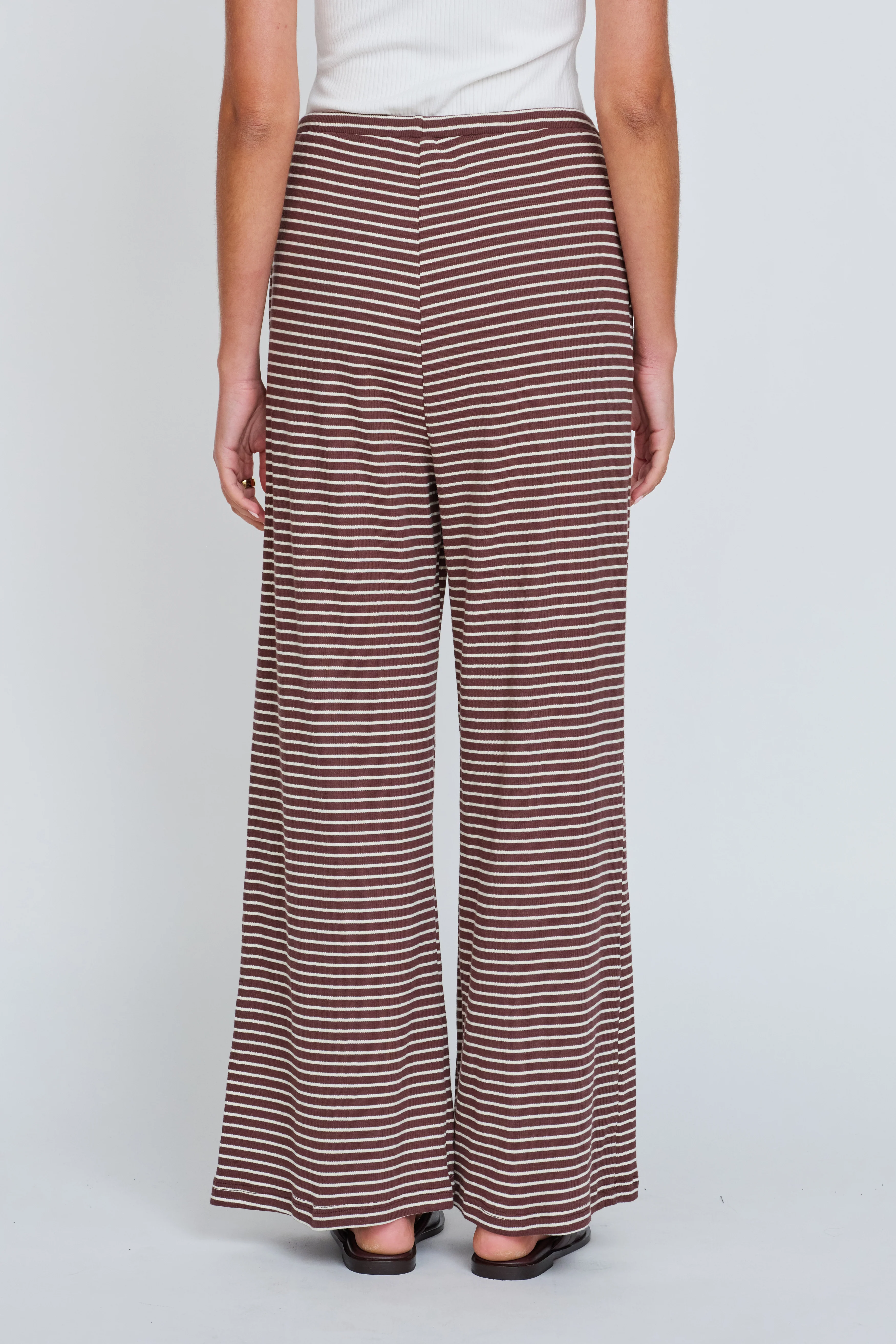 Ivy Stripe Wide Leg Pants - Chocolate / White - Image 9