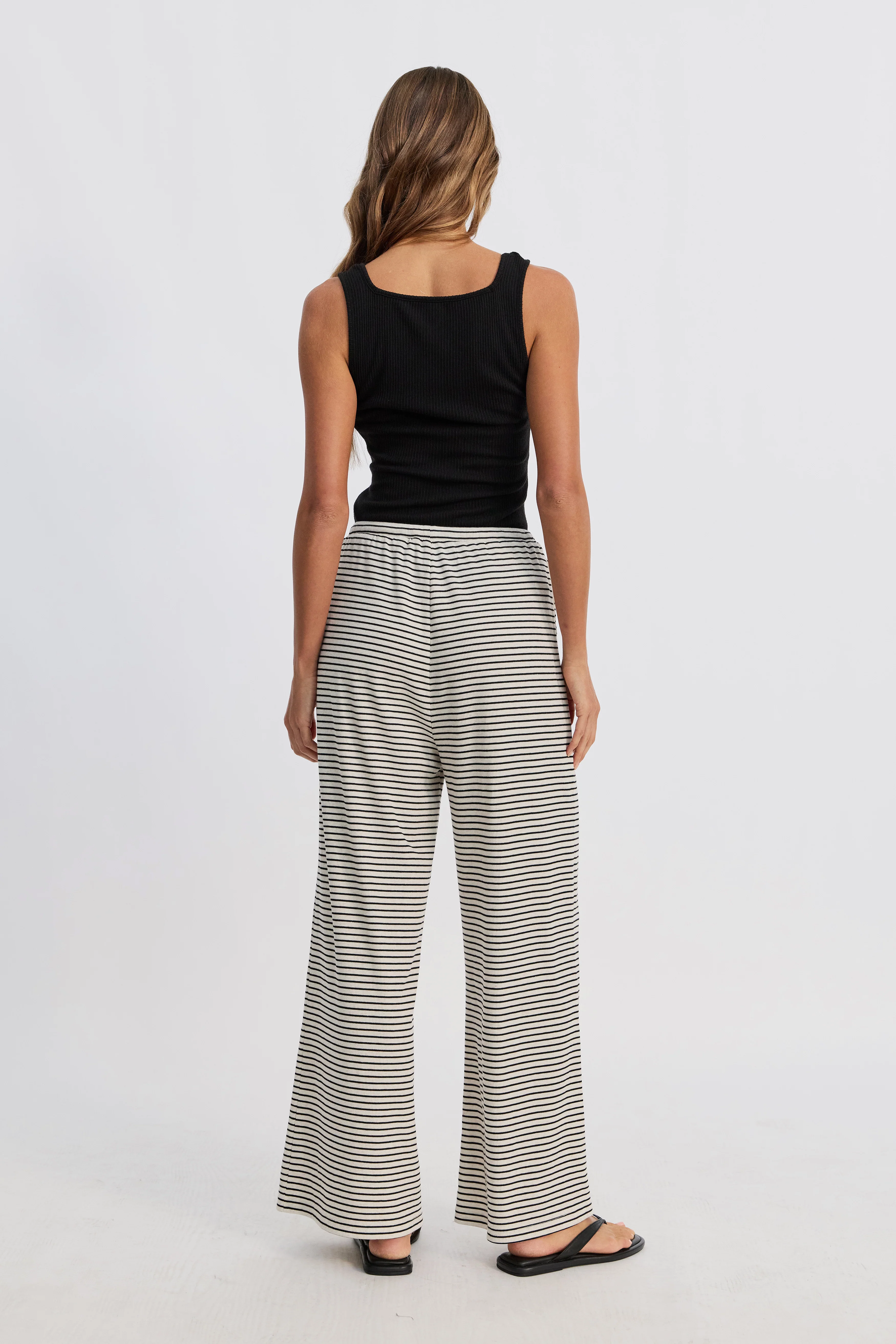 Ivy Stripe Wide Leg Pants - Cream Marle / Black - Image 9