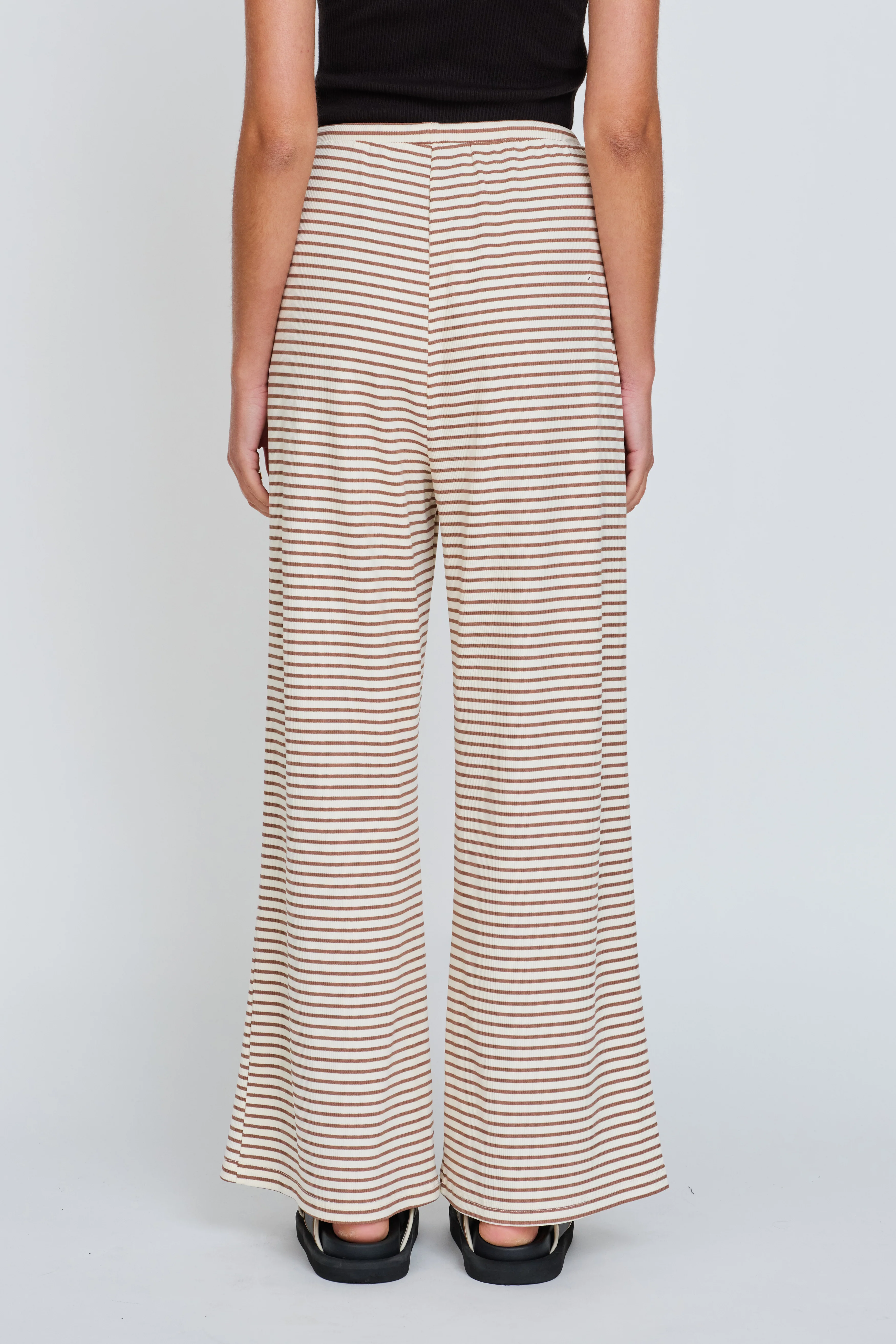 Ivy Stripe Wide Leg Pants - Cream / Tan - Image 10