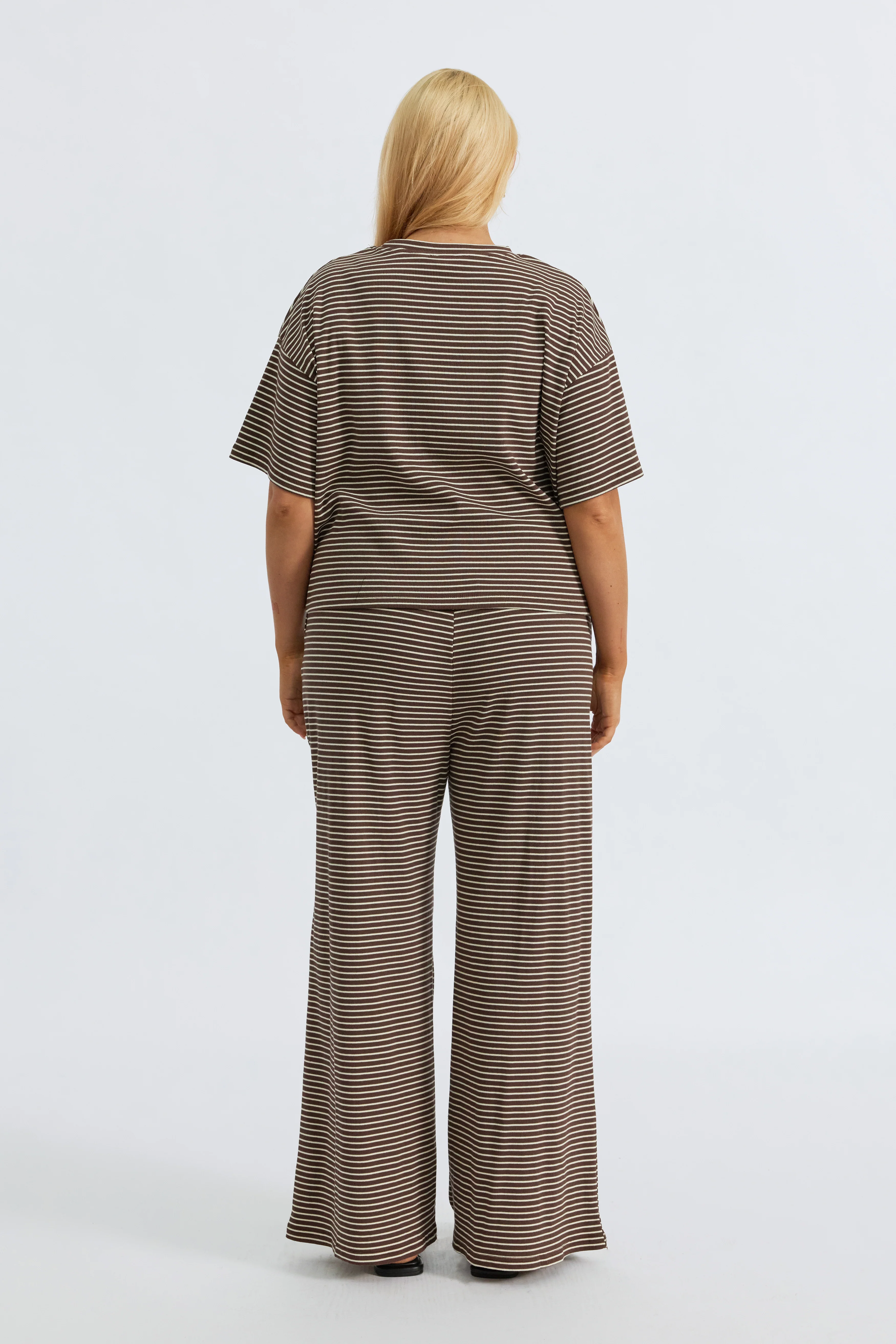 Ivy Stripe Wrap Tee - Chocolate / White - Image 8