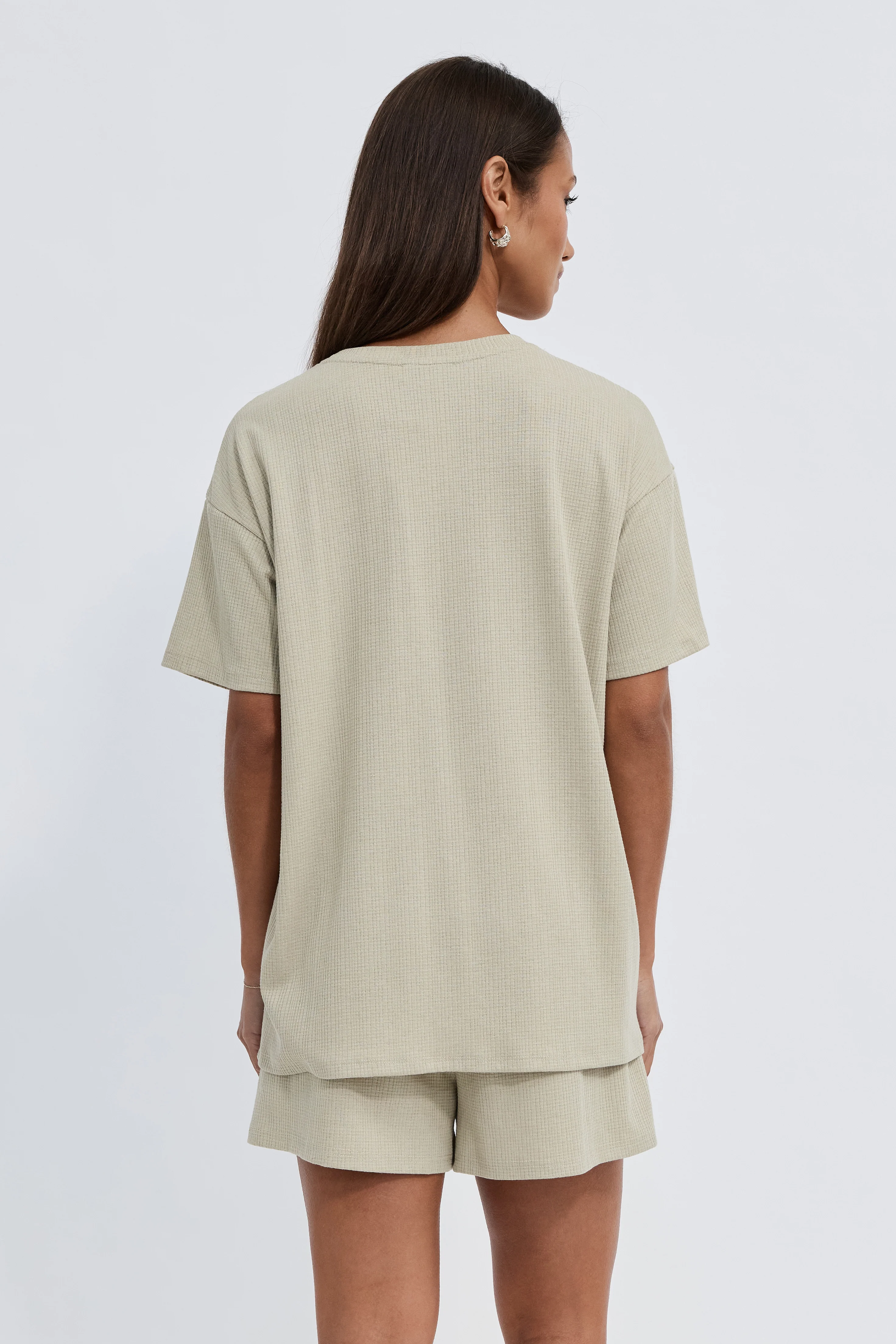Ivy Waffle Longline Wrap Tee - Sage - Image 7