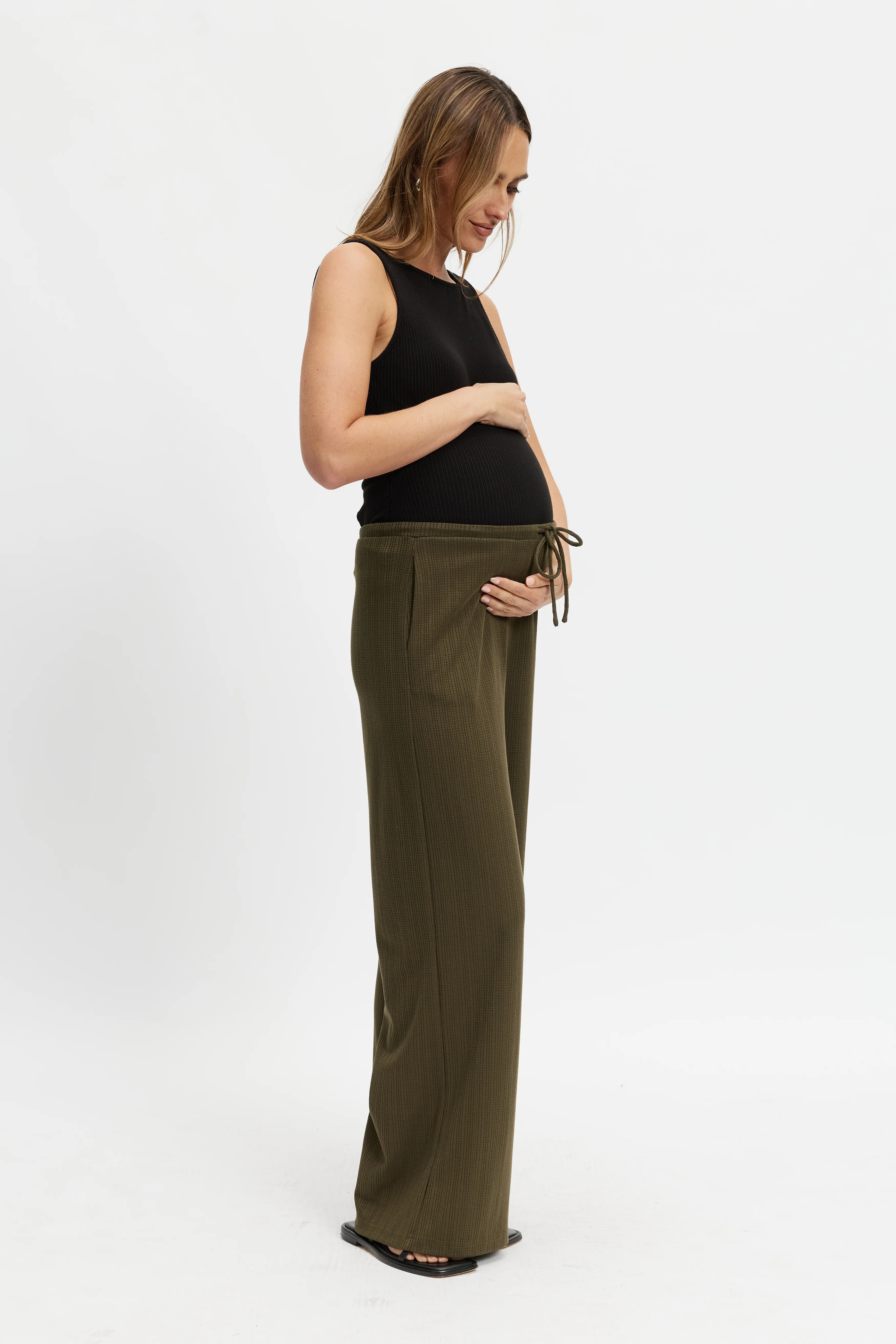Ivy Waffle Wide Leg Pants - Olive - Image 5