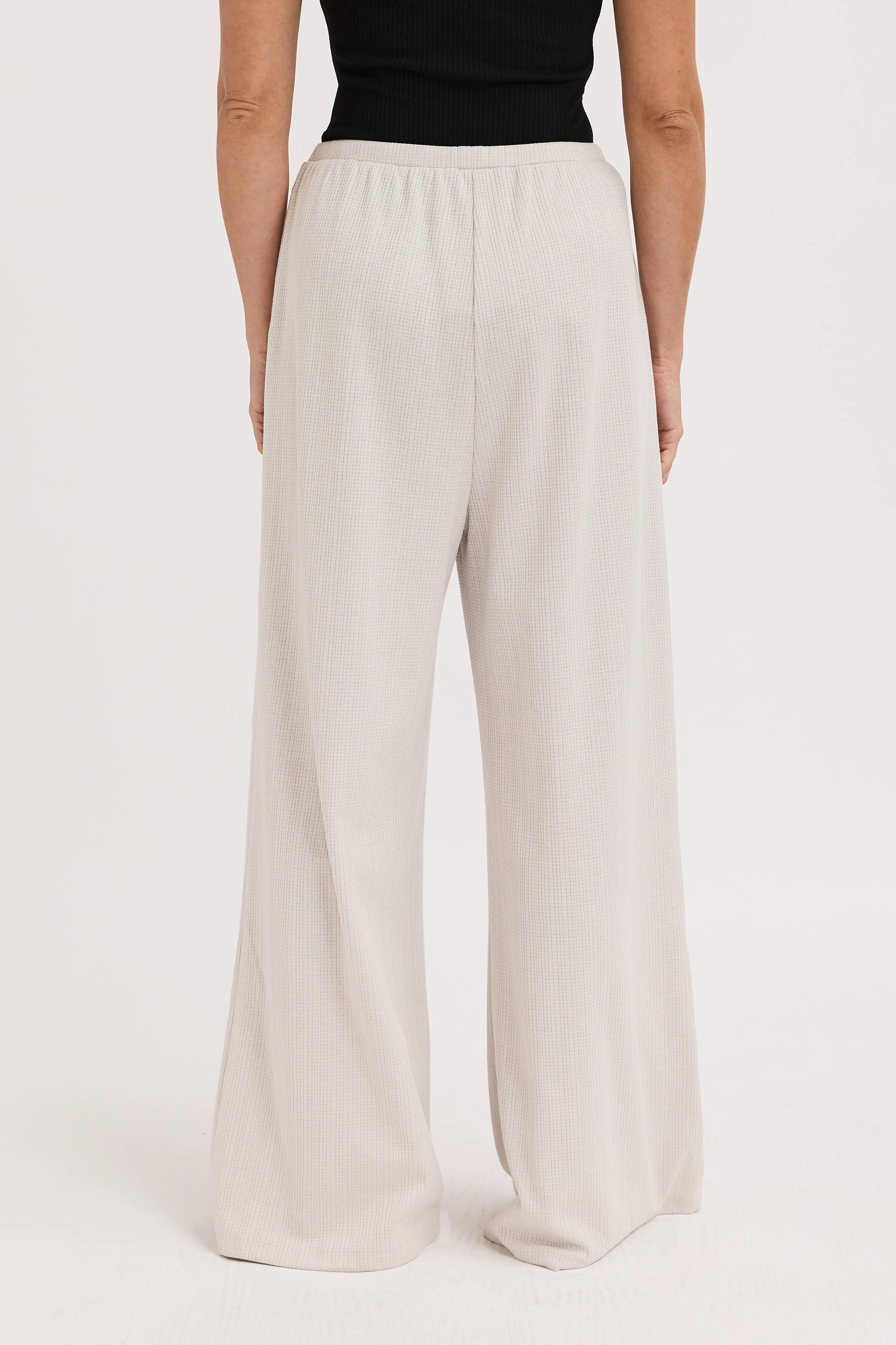 Ivy Waffle Wide Leg Pants - Stone Grey - Image 4