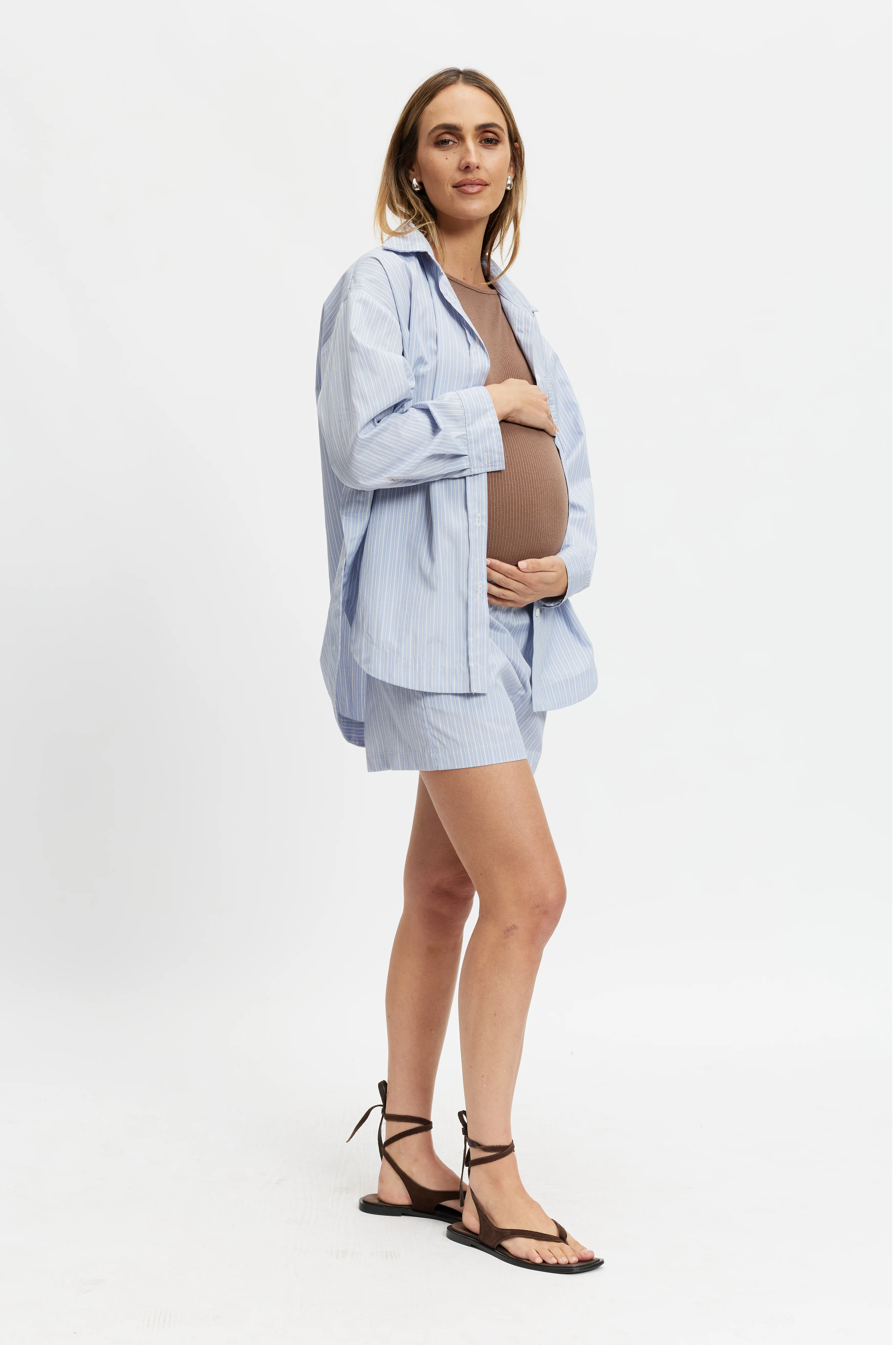 Juliette Stripe Poplin Short - Blue Multi - Image 5