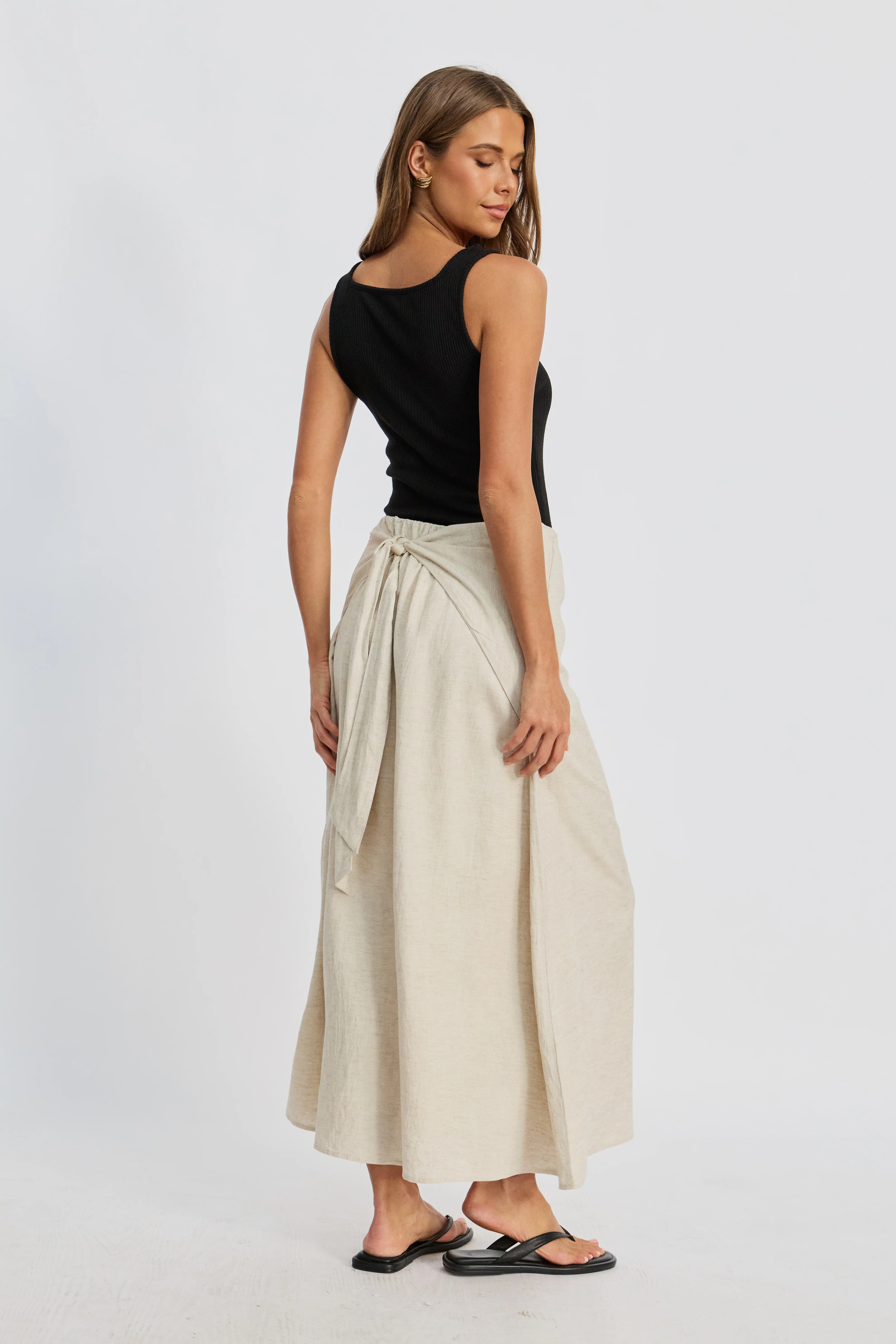 Junie Tie-Front Midi Skirt - Natural - Image 10