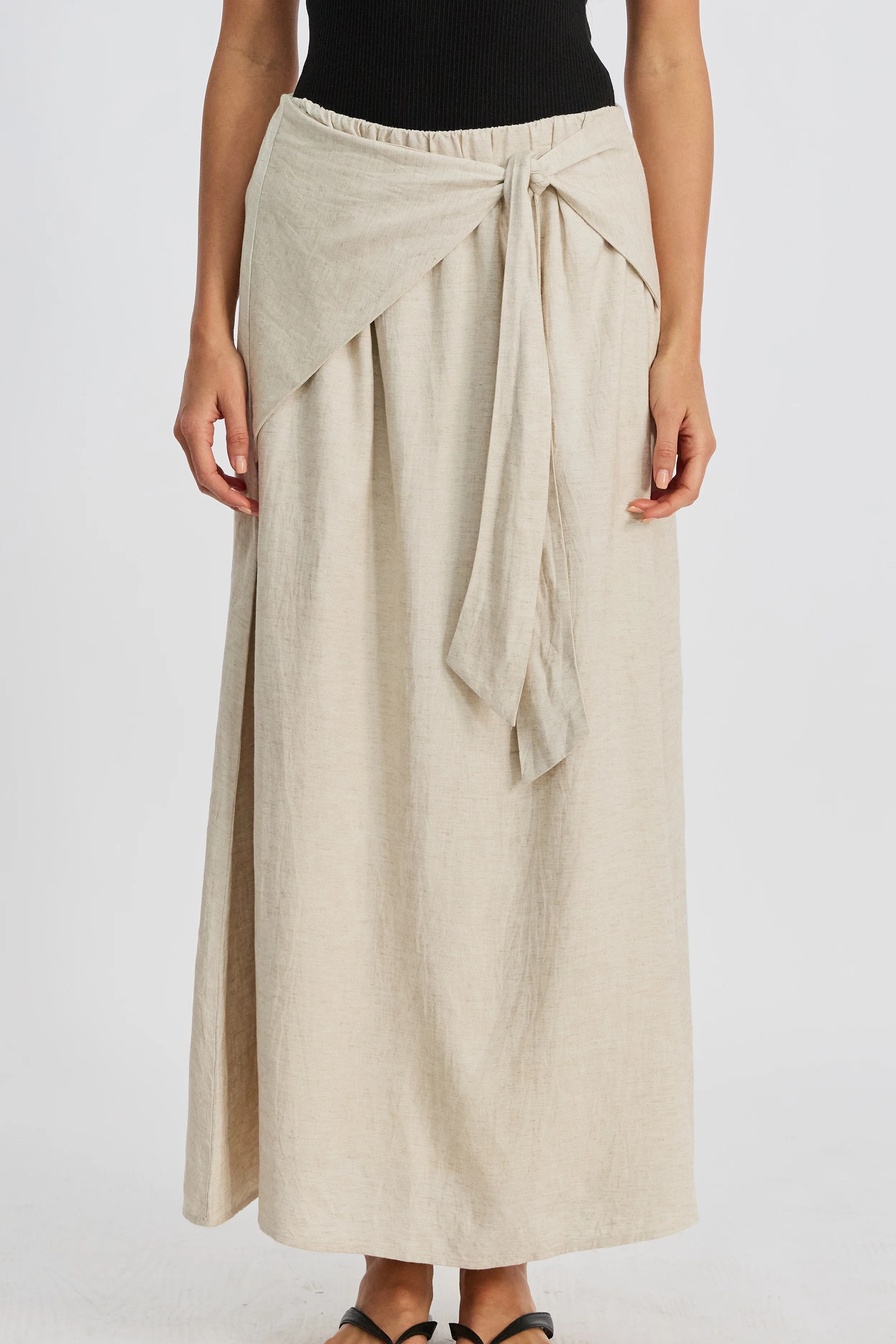 Junie Tie-Front Midi Skirt - Natural - Image 3