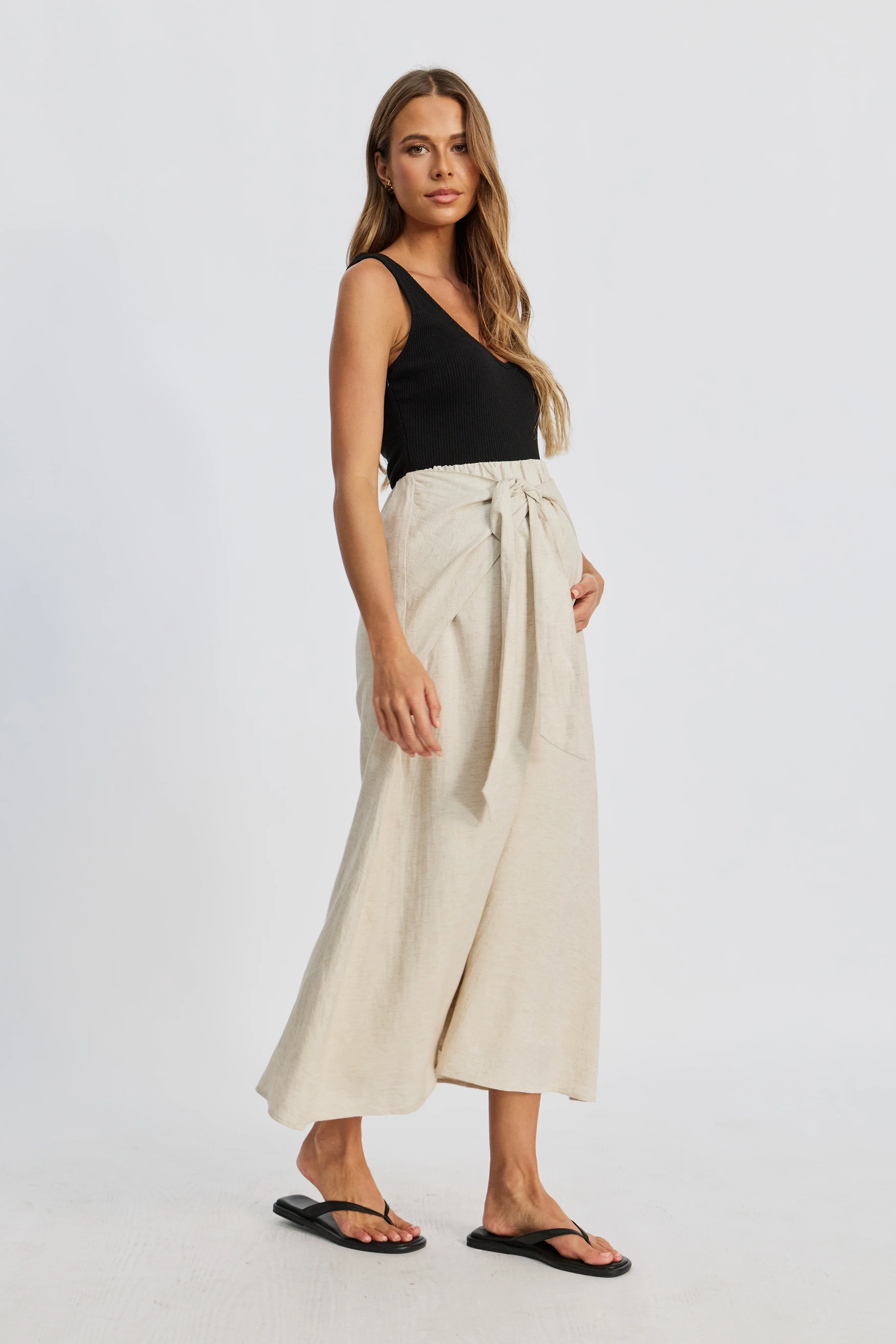 Junie Tie-Front Midi Skirt - Natural - Image 4
