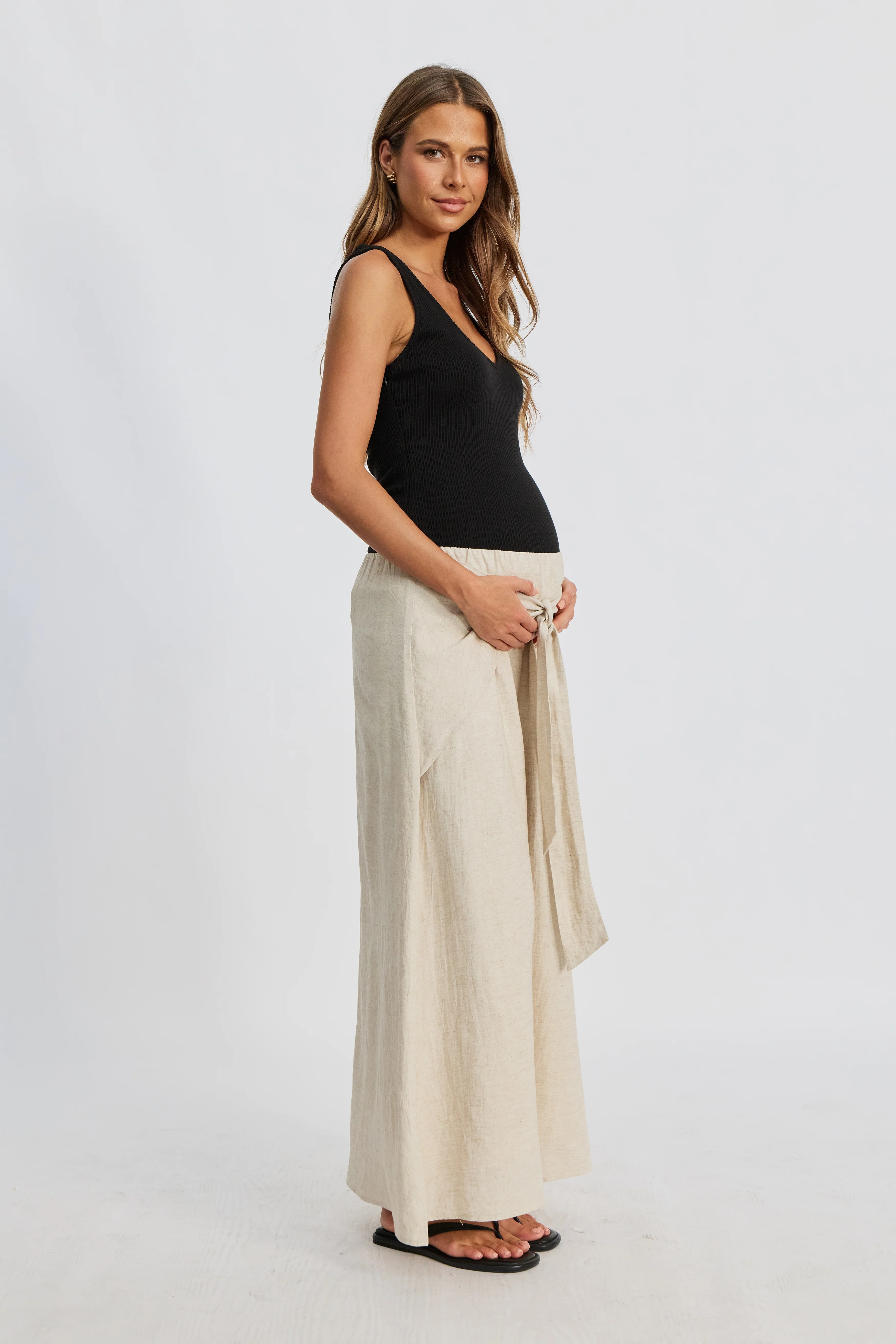 Junie Tie-Front Midi Skirt - Natural - Image 5