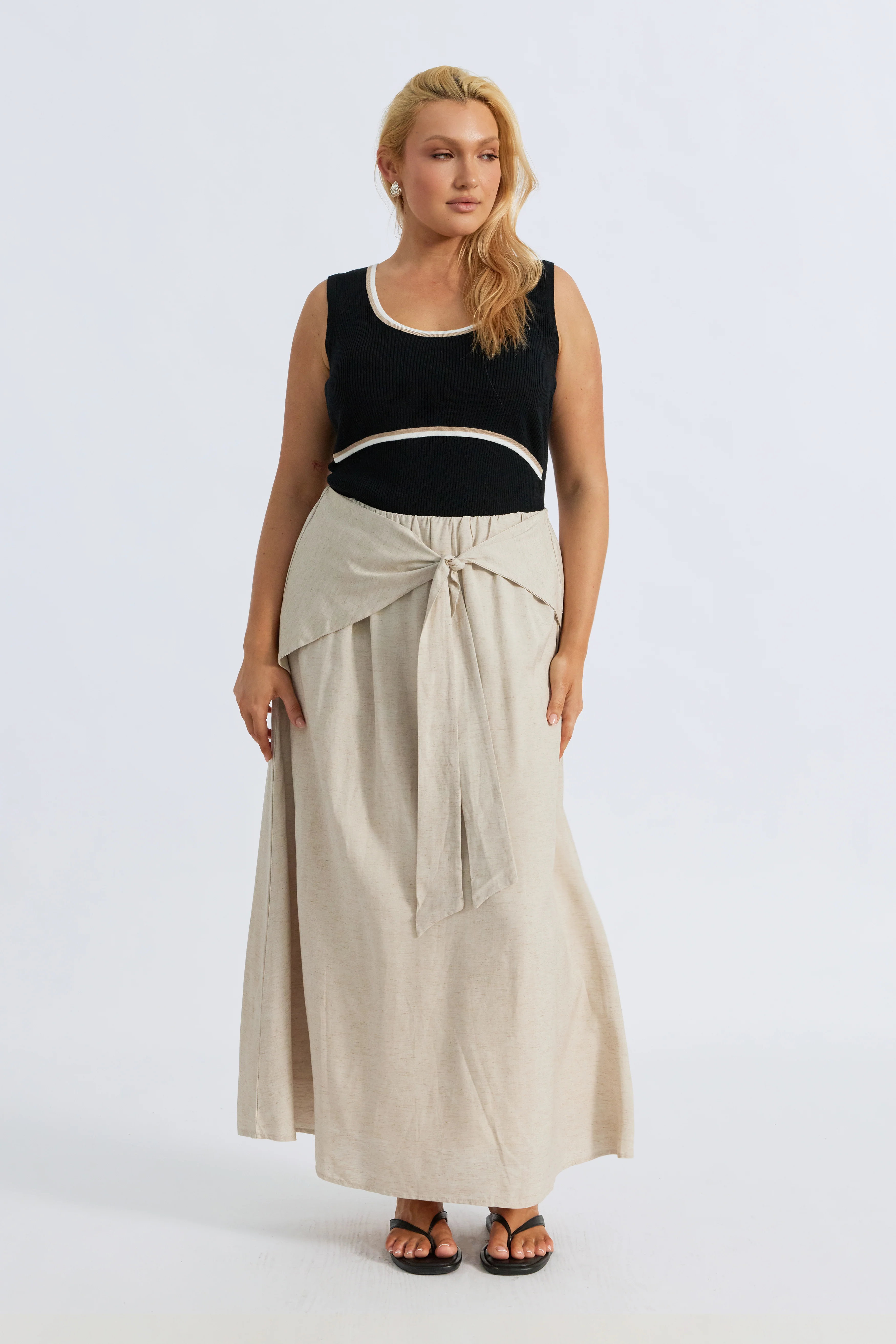 Junie Tie-Front Midi Skirt - Natural - Image 6