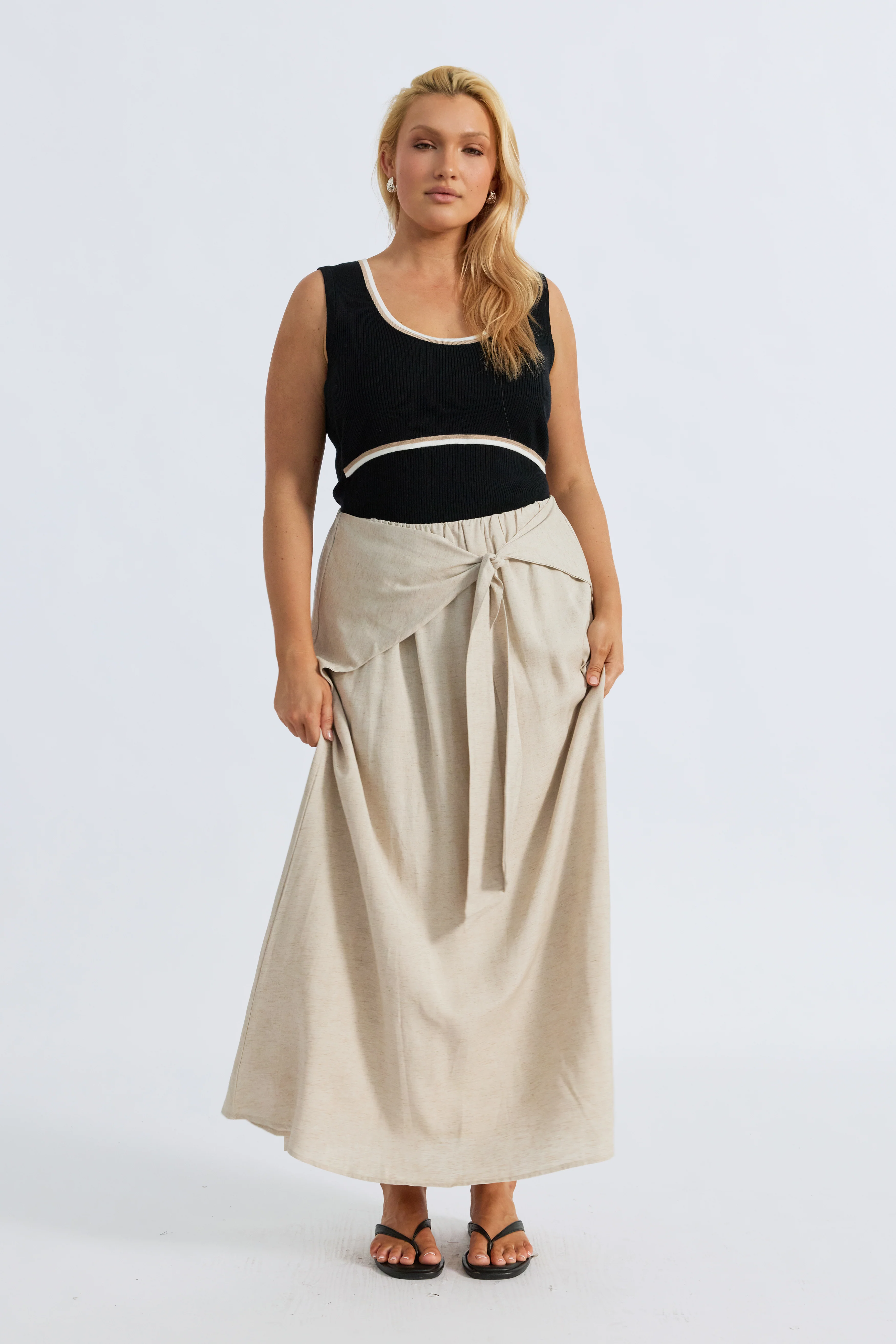 Junie Tie-Front Midi Skirt - Natural - Image 7