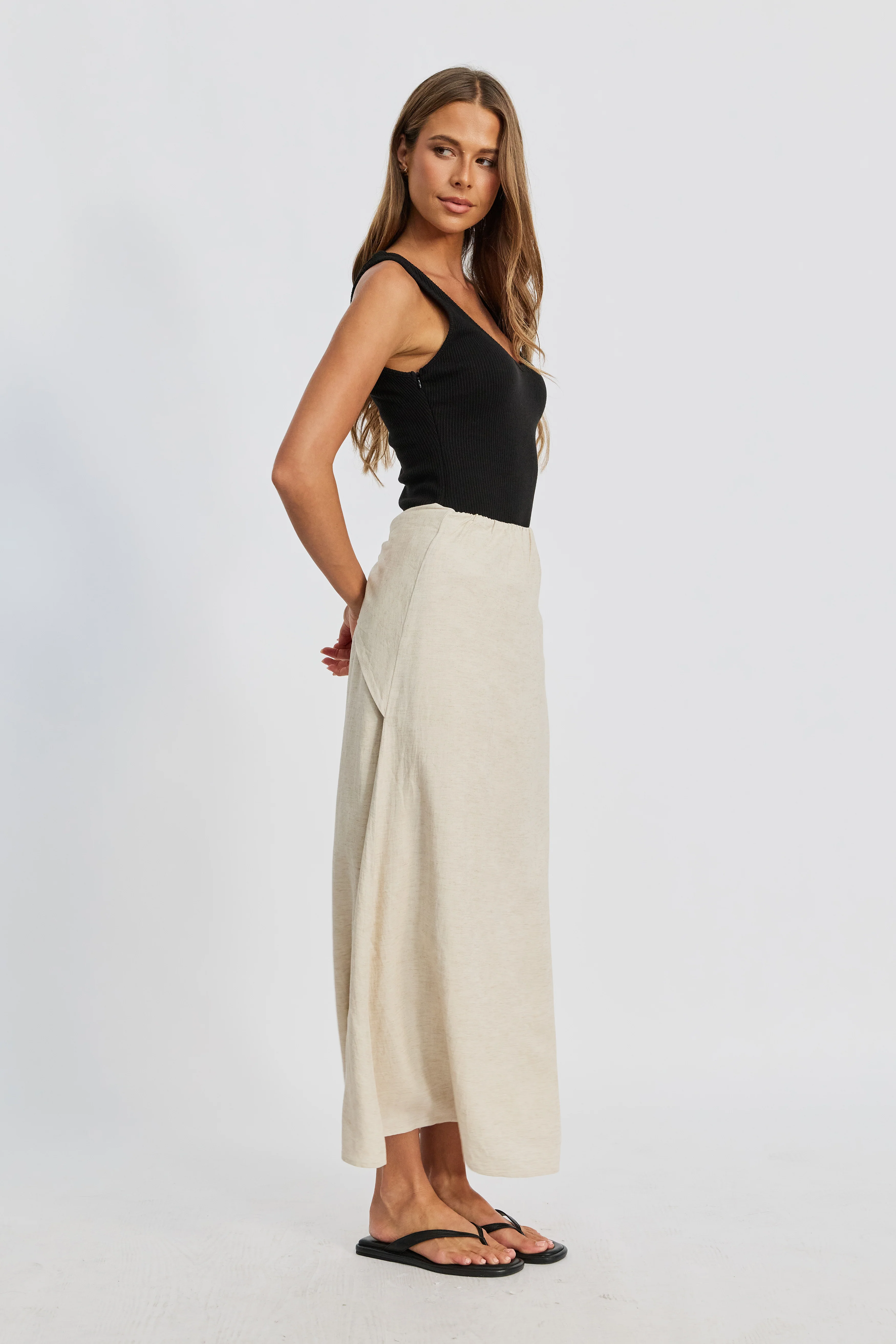 Junie Tie-Front Midi Skirt - Natural - Image 9