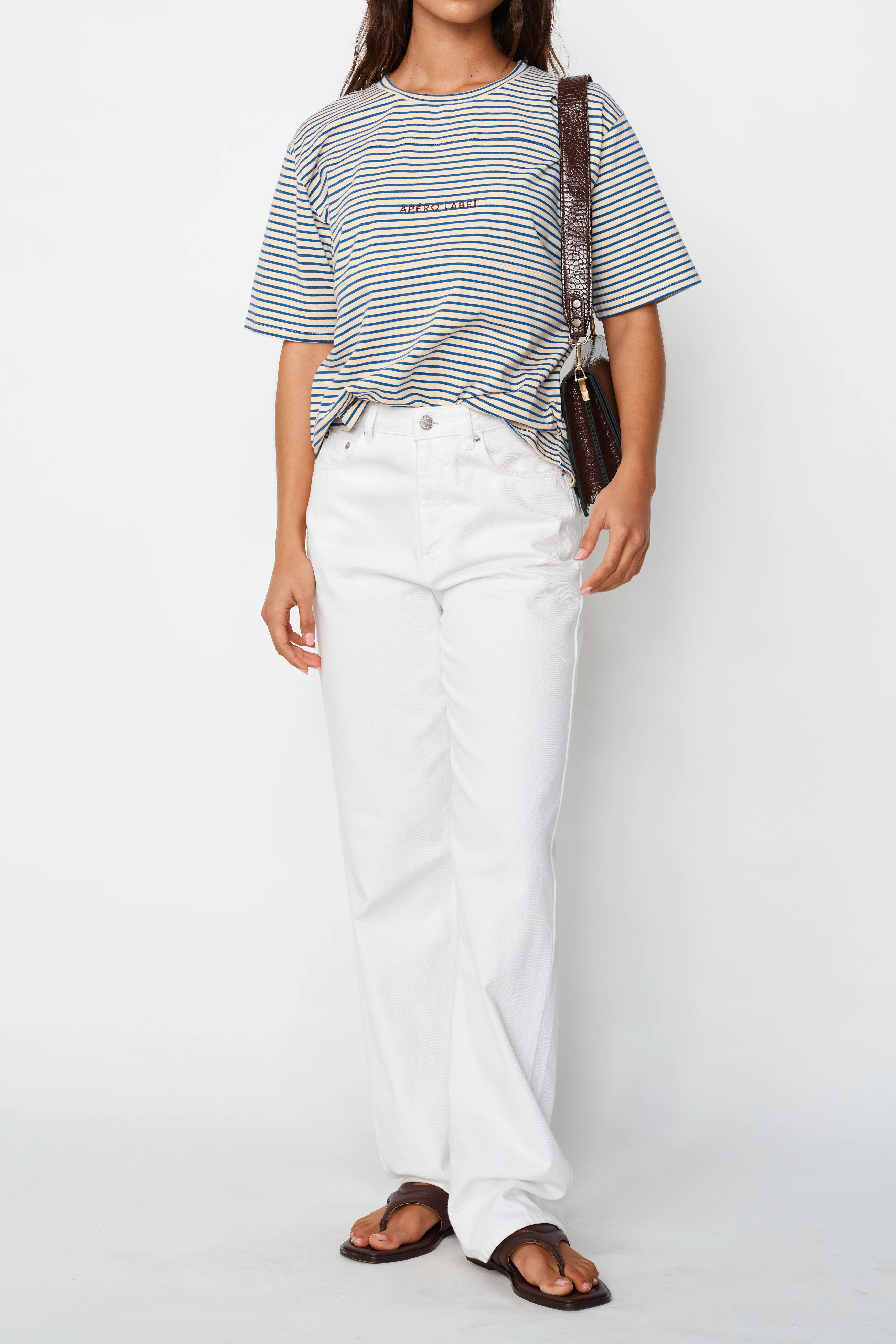 Label Stripe Panel Tee - Cobalt / Cream / Mulberry - Image 10