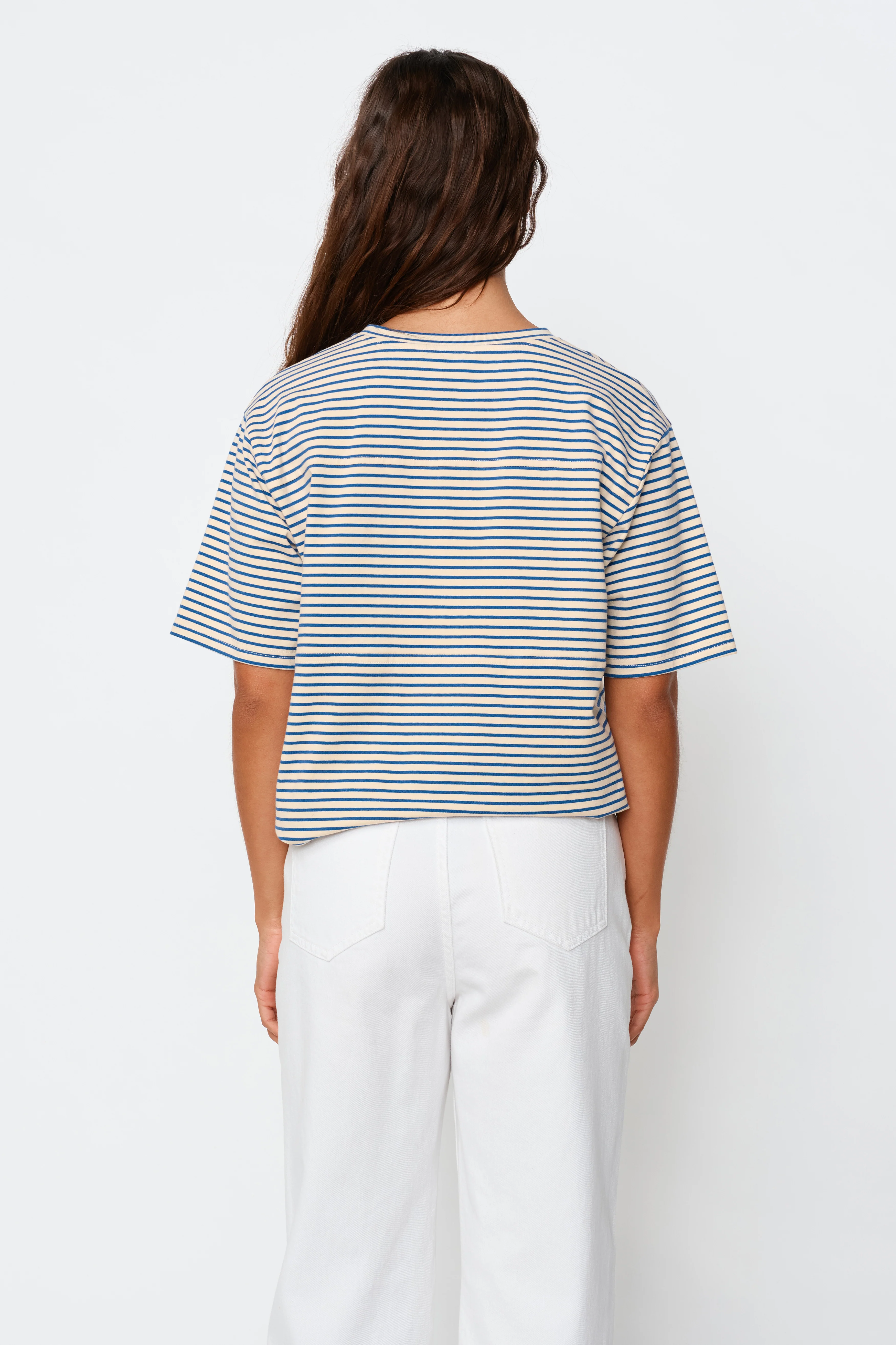 Label Stripe Panel Tee - Cobalt / Cream / Mulberry - Image 8
