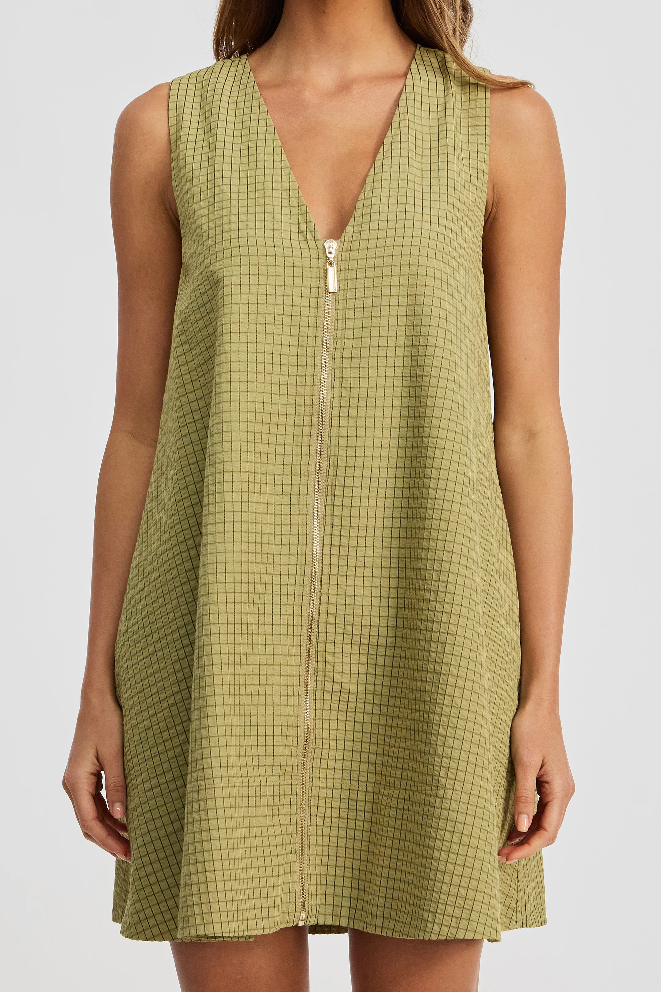 Lettie Zip-Front Mini Dress - Apple Green - Image 4