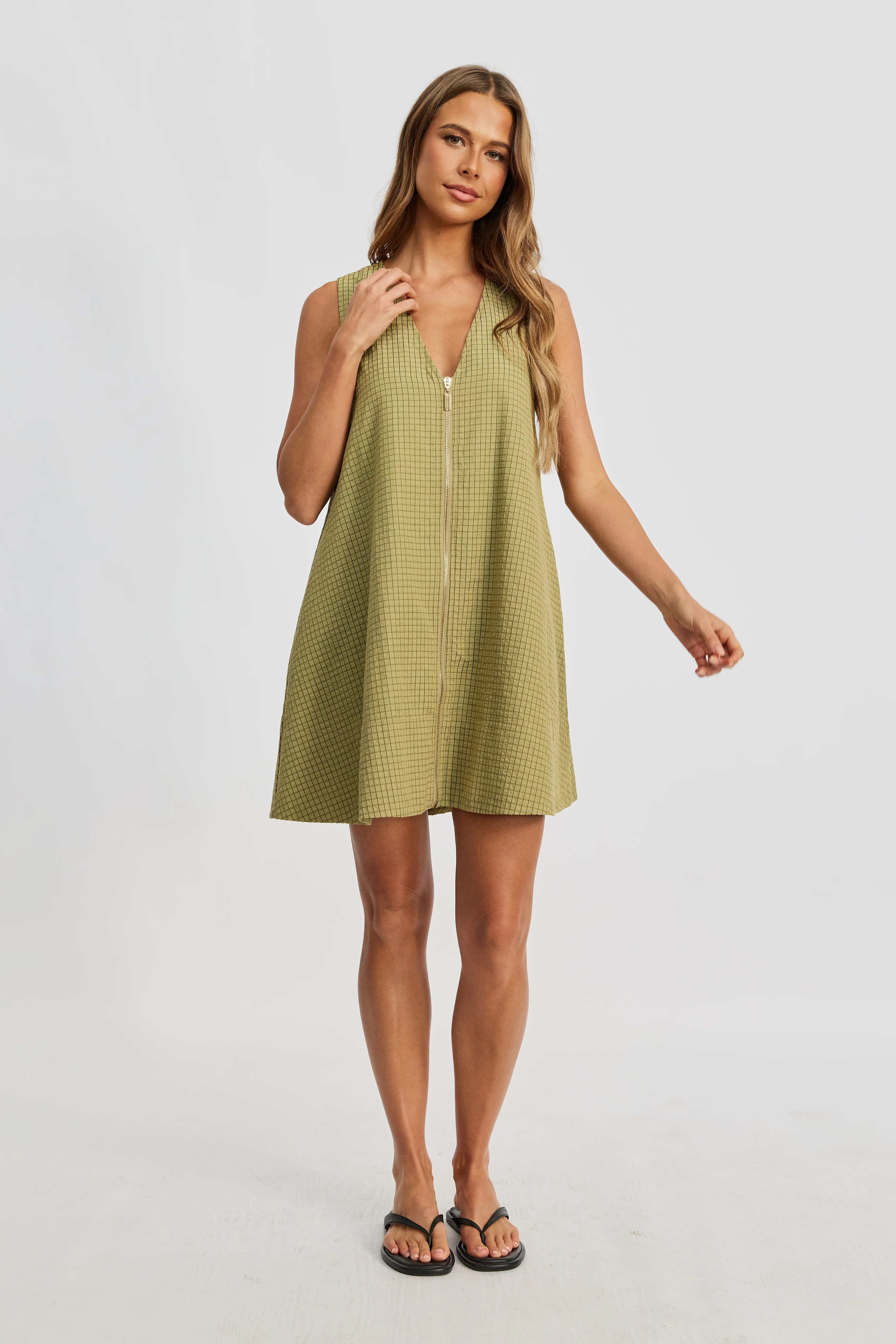 Lettie Zip-Front Mini Dress - Apple Green - Image 5