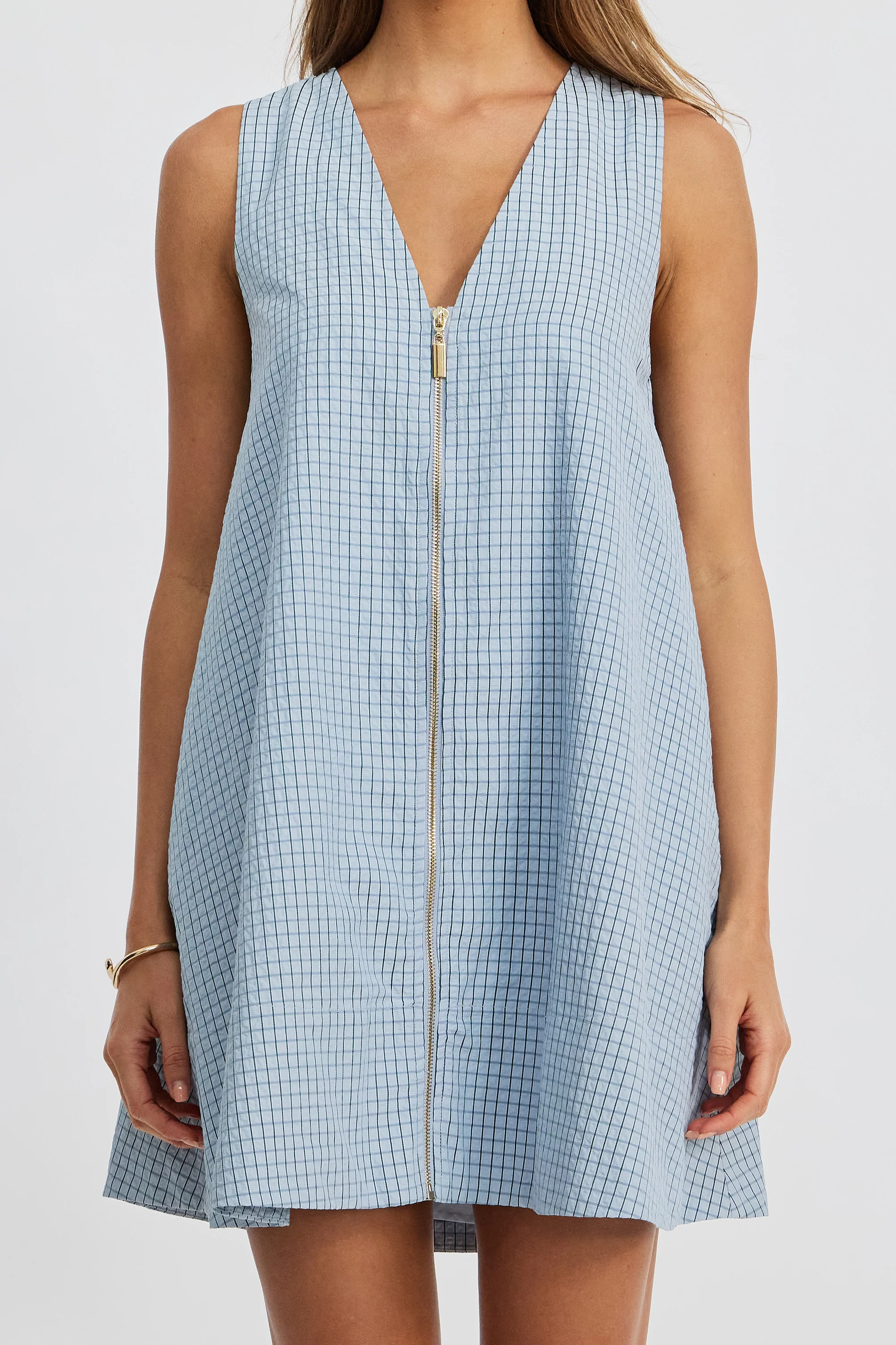 Lettie Zip-Front Mini Dress - Blue - Image 3