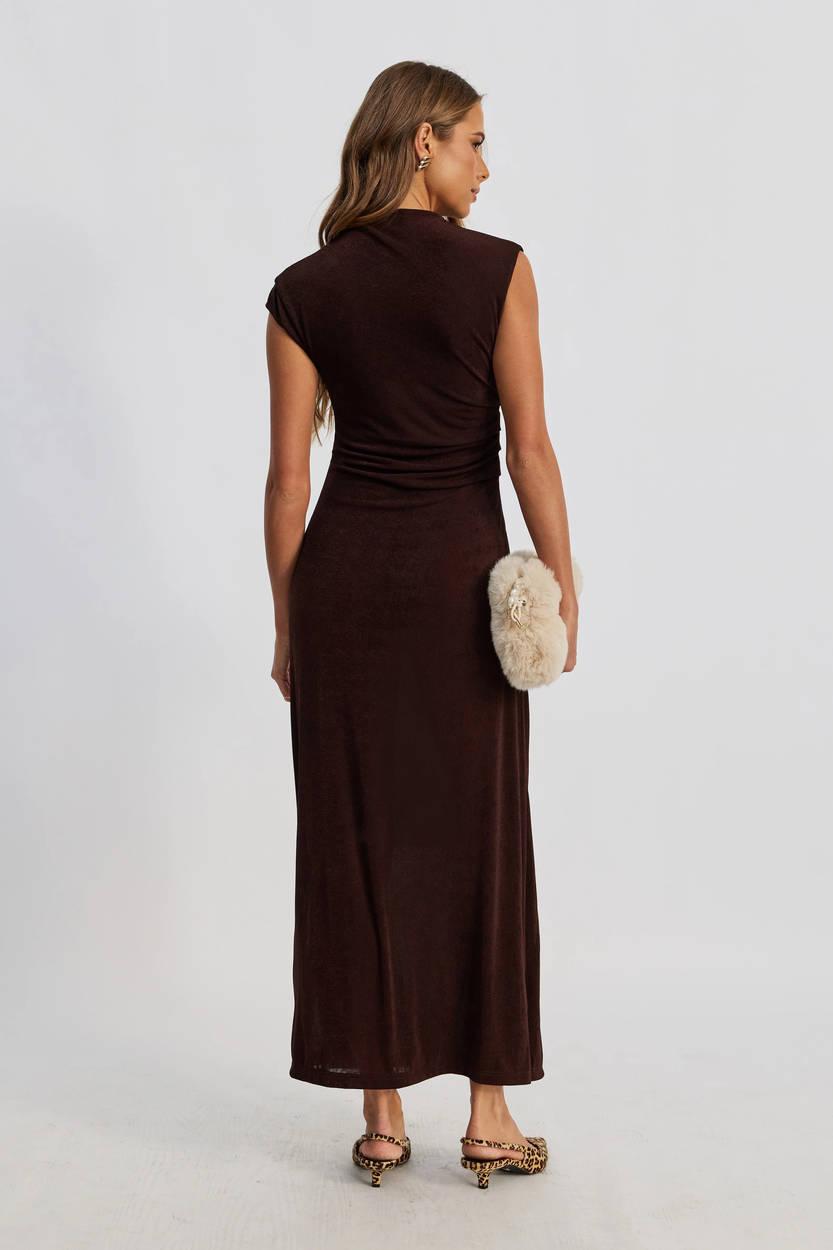 Lyssa Draped Maxi Dress - Espresso - Image 10