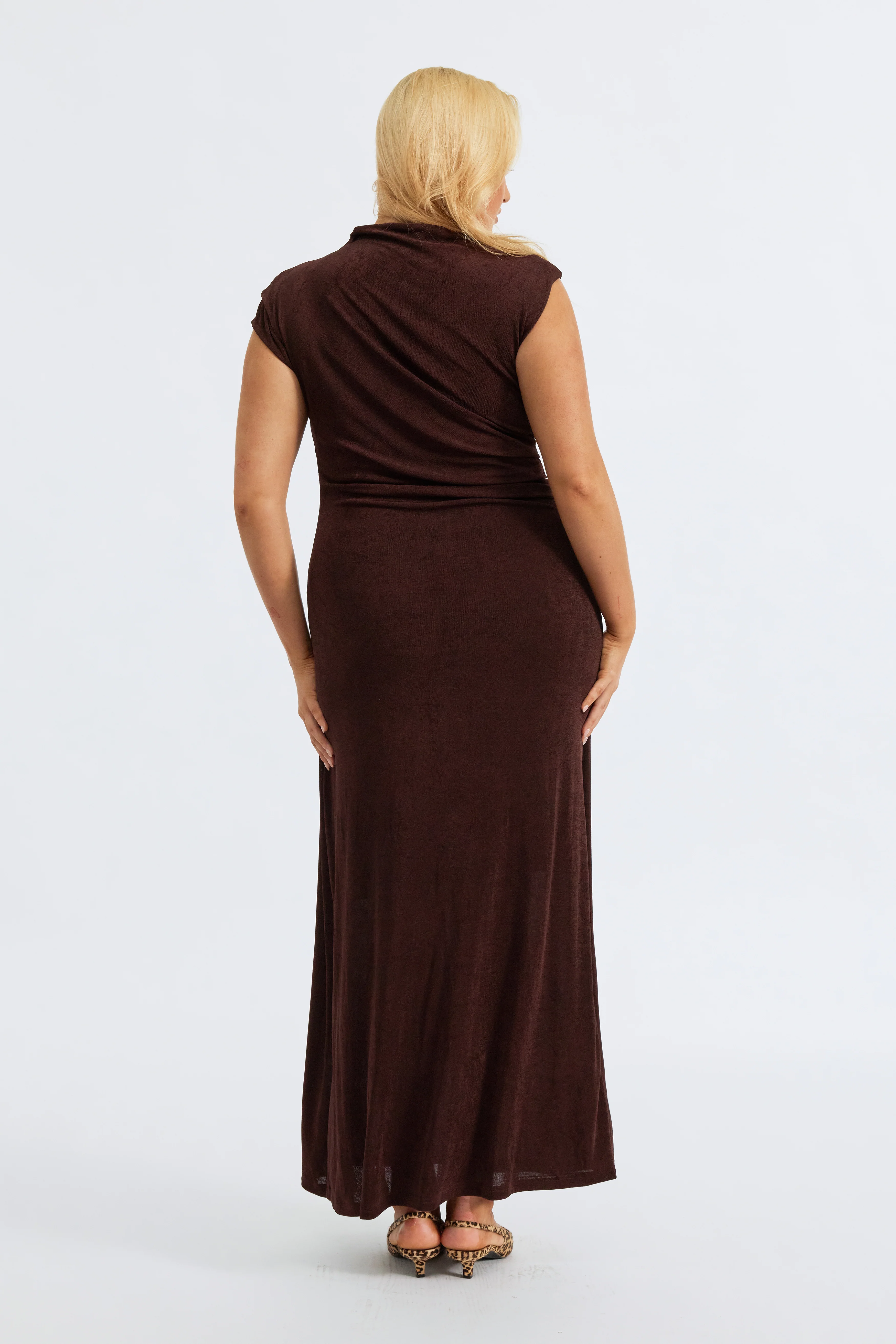 Lyssa Draped Maxi Dress - Espresso - Image 11