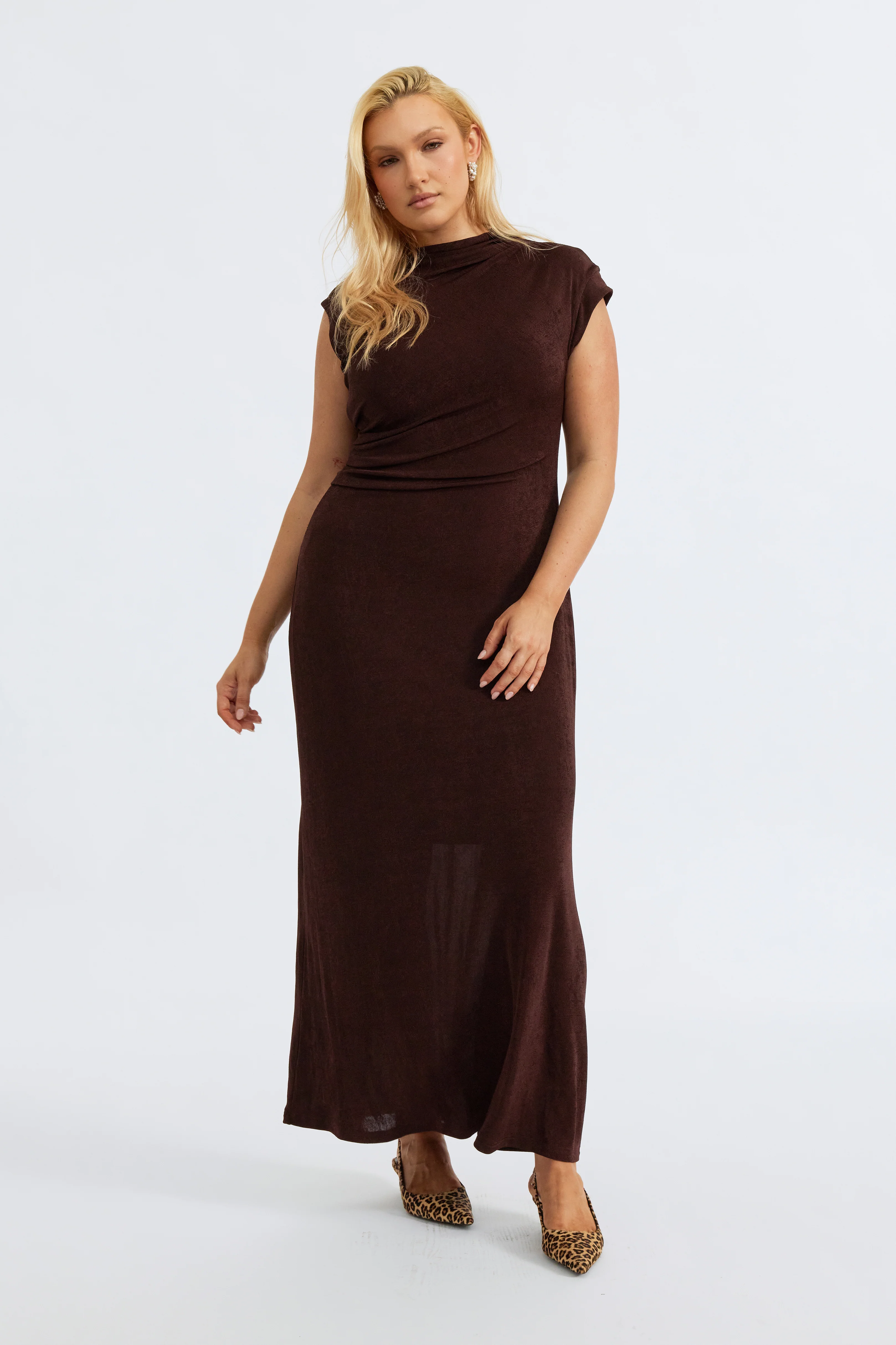 Lyssa Draped Maxi Dress - Espresso - Image 12