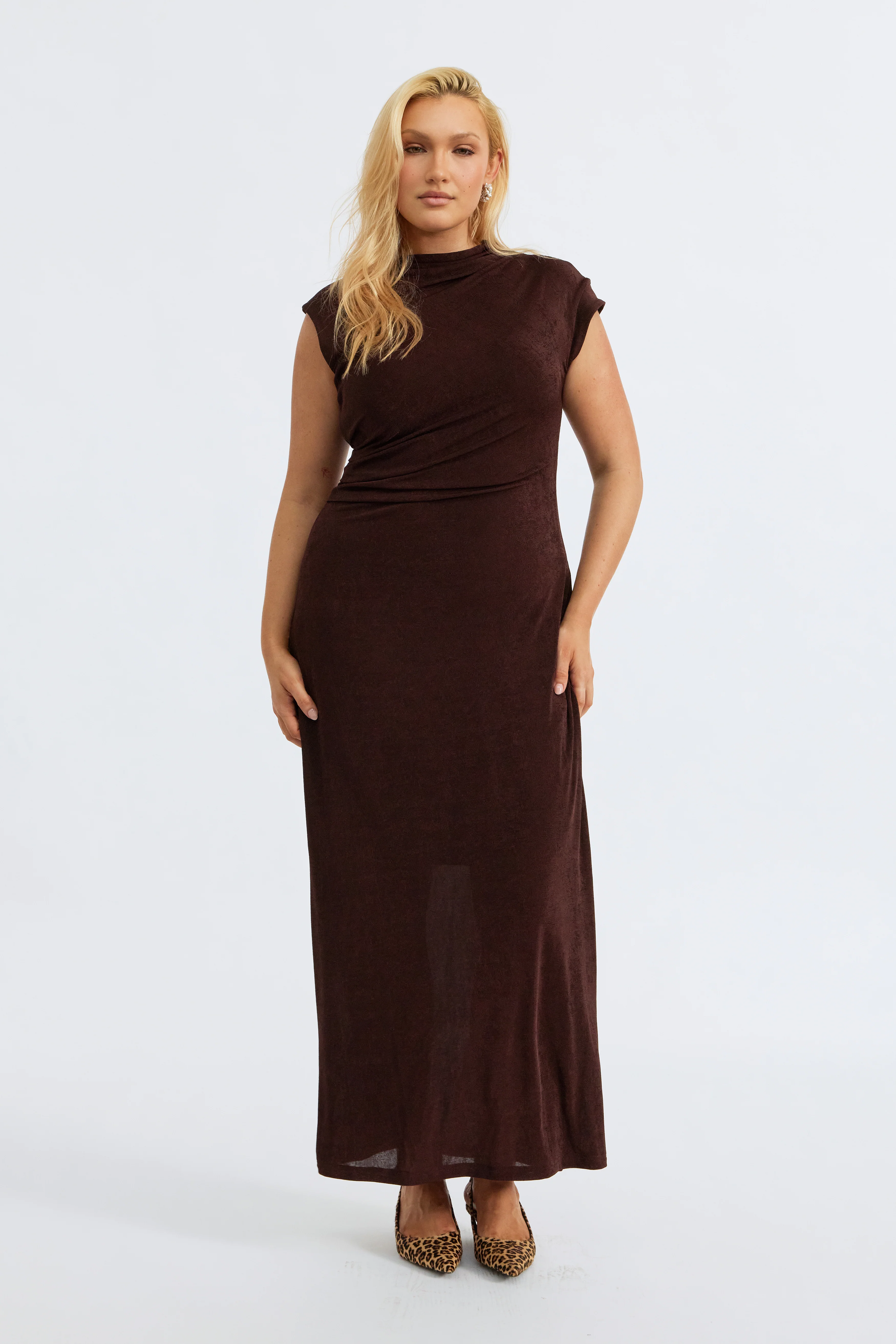 Lyssa Draped Maxi Dress - Espresso - Image 4
