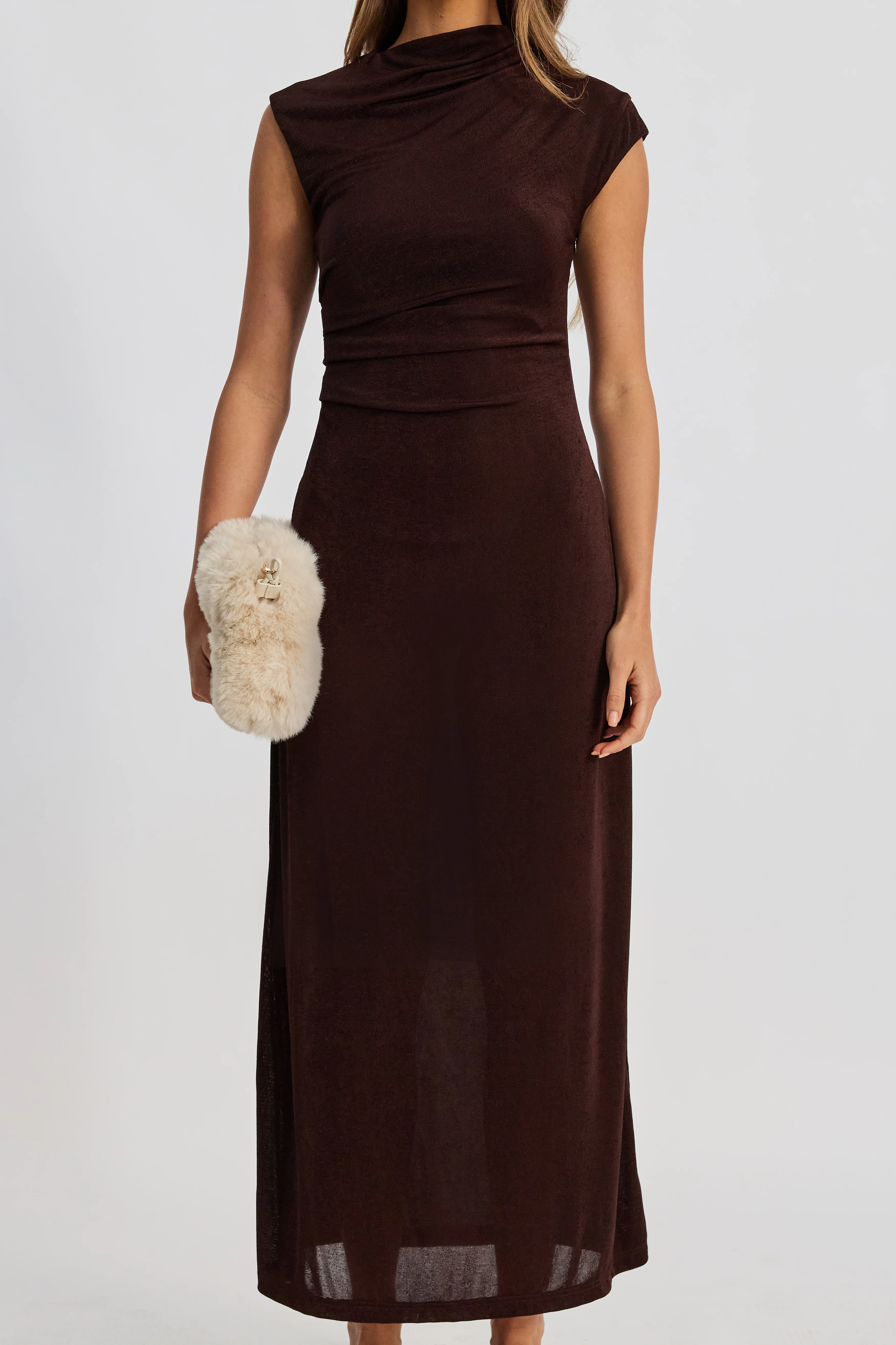 Lyssa Draped Maxi Dress - Espresso - Image 6