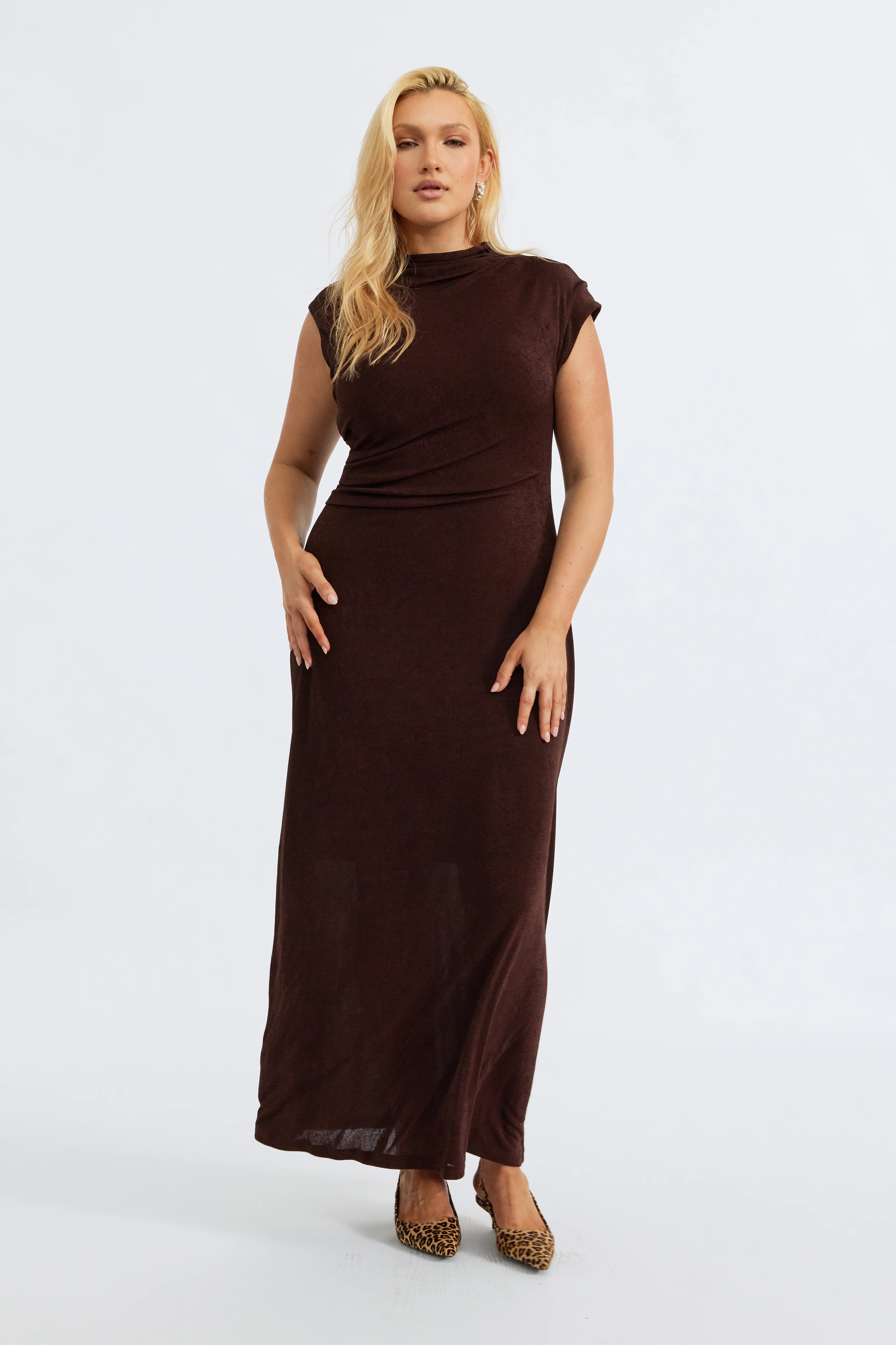 Lyssa Draped Maxi Dress - Espresso - Image 7