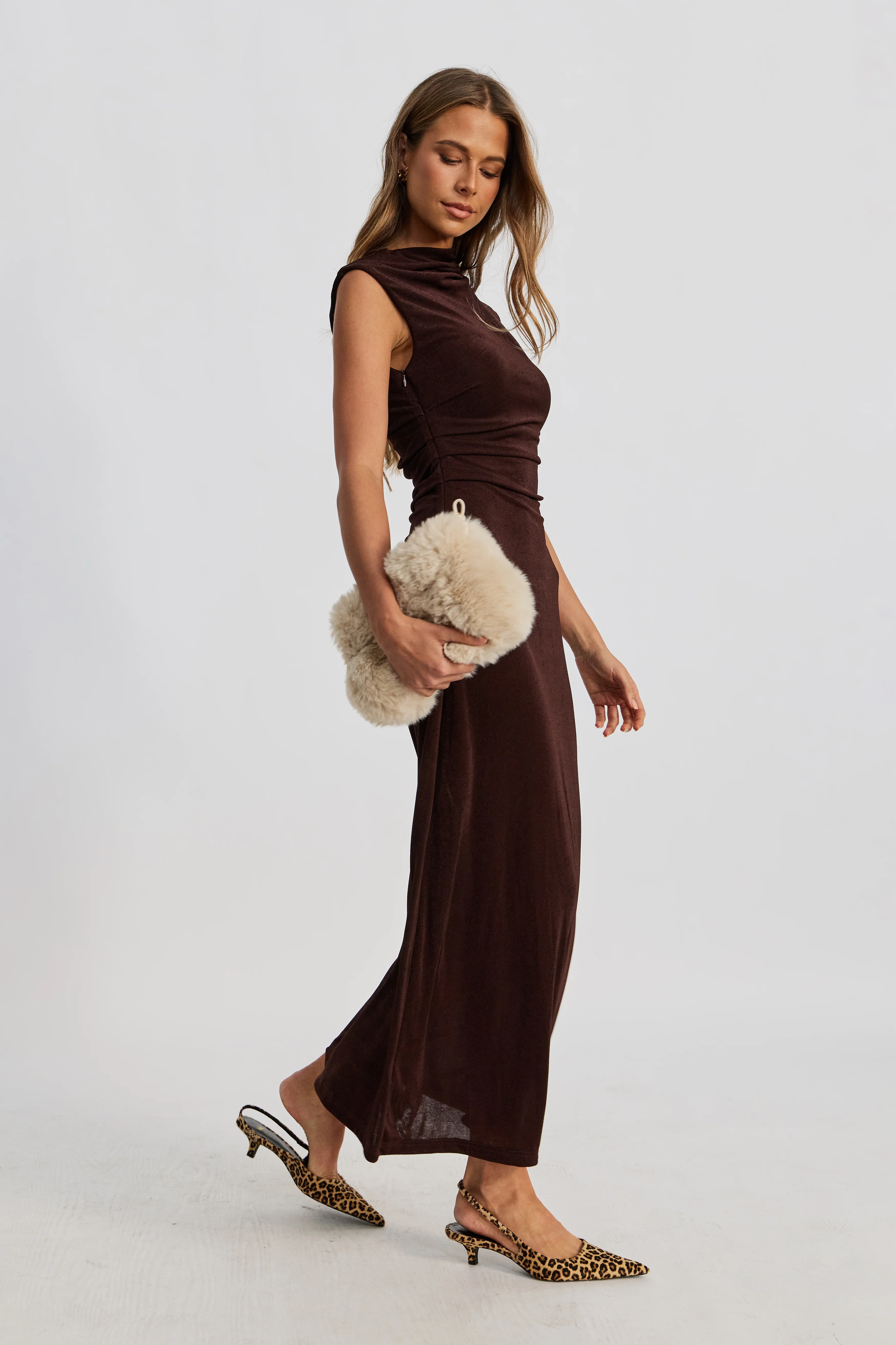 Lyssa Draped Maxi Dress - Espresso - Image 8