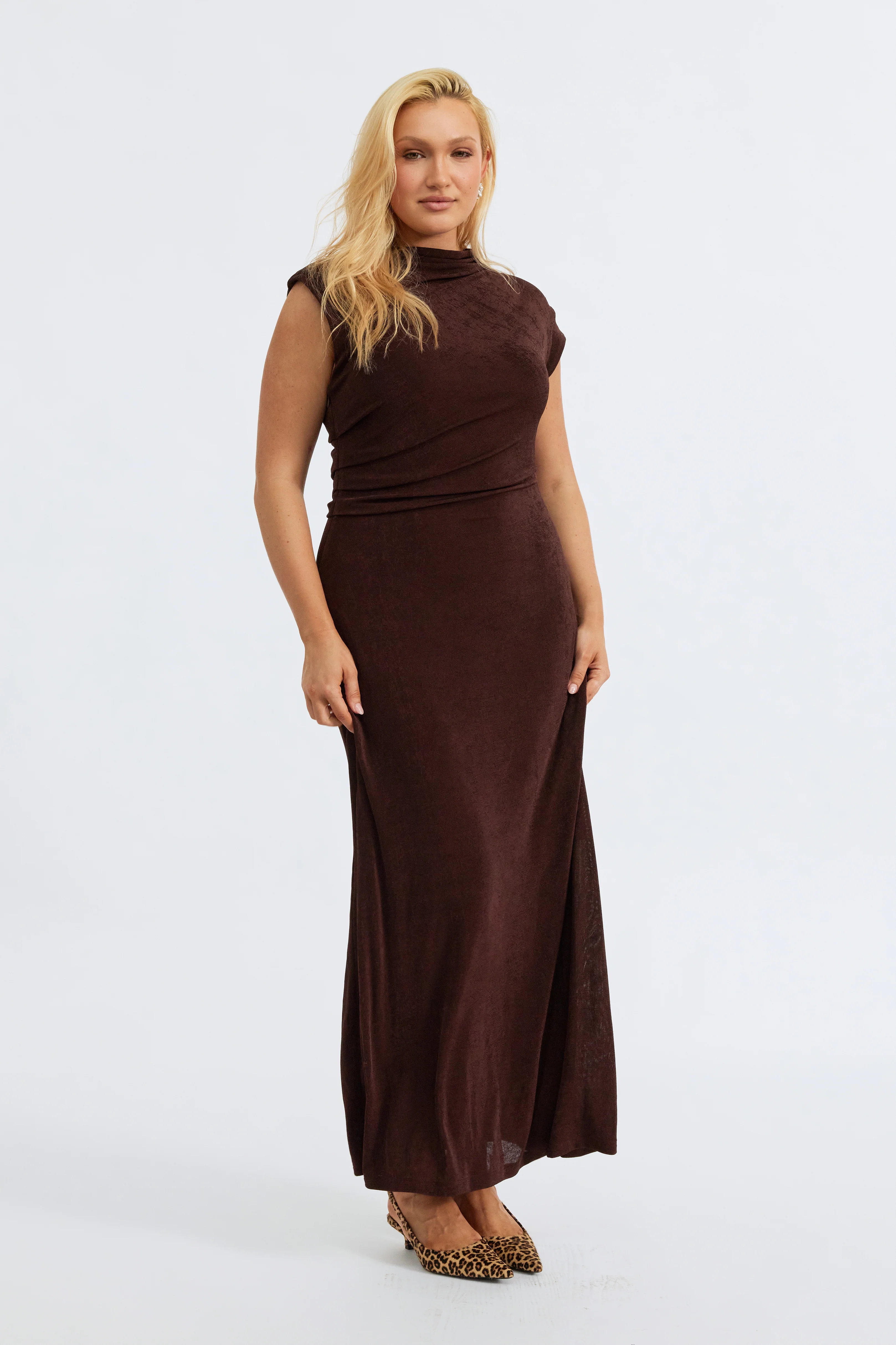 Lyssa Draped Maxi Dress - Espresso - Image 9