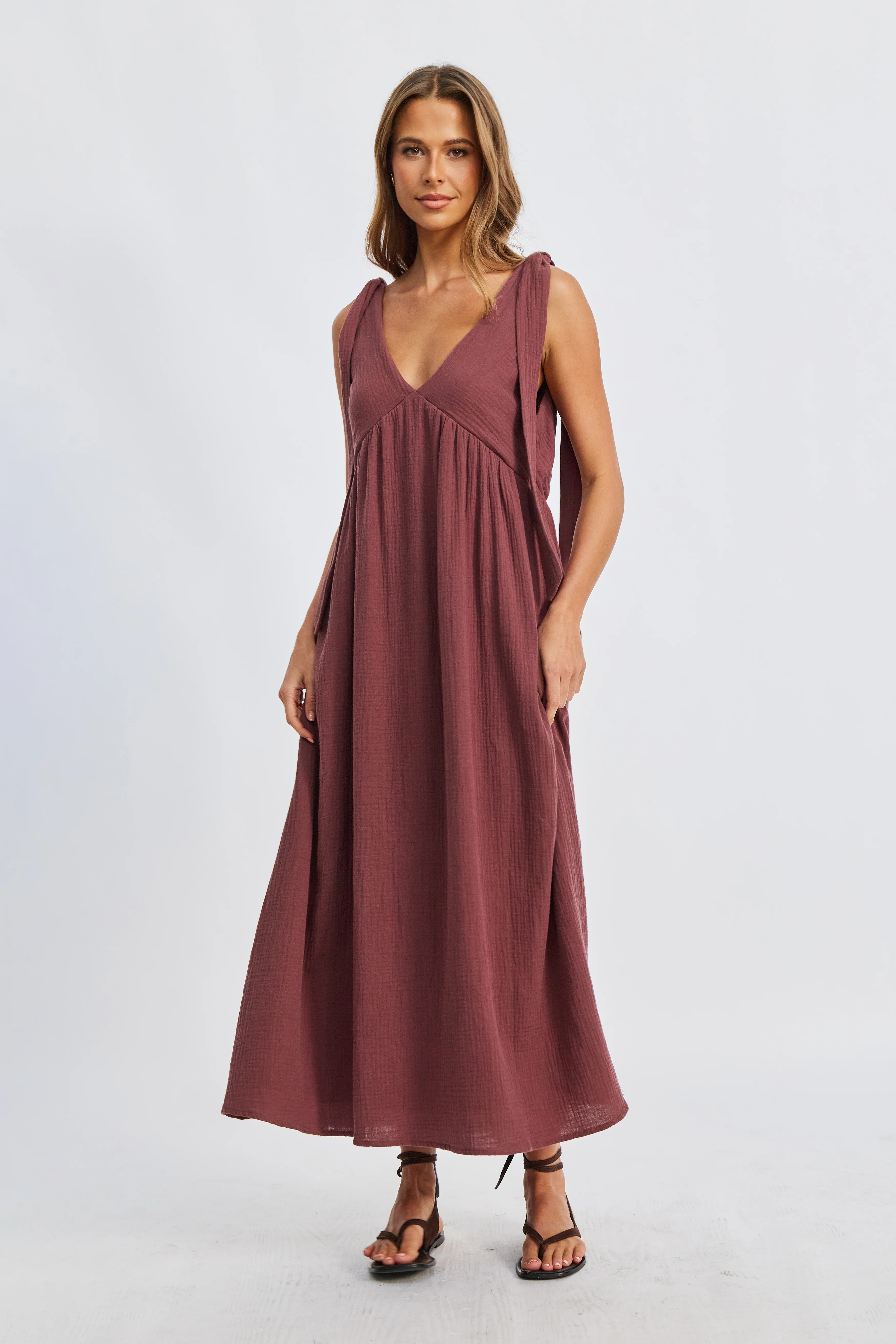 Mallorca Babydoll Midi Dress - Mulberry - Image 12