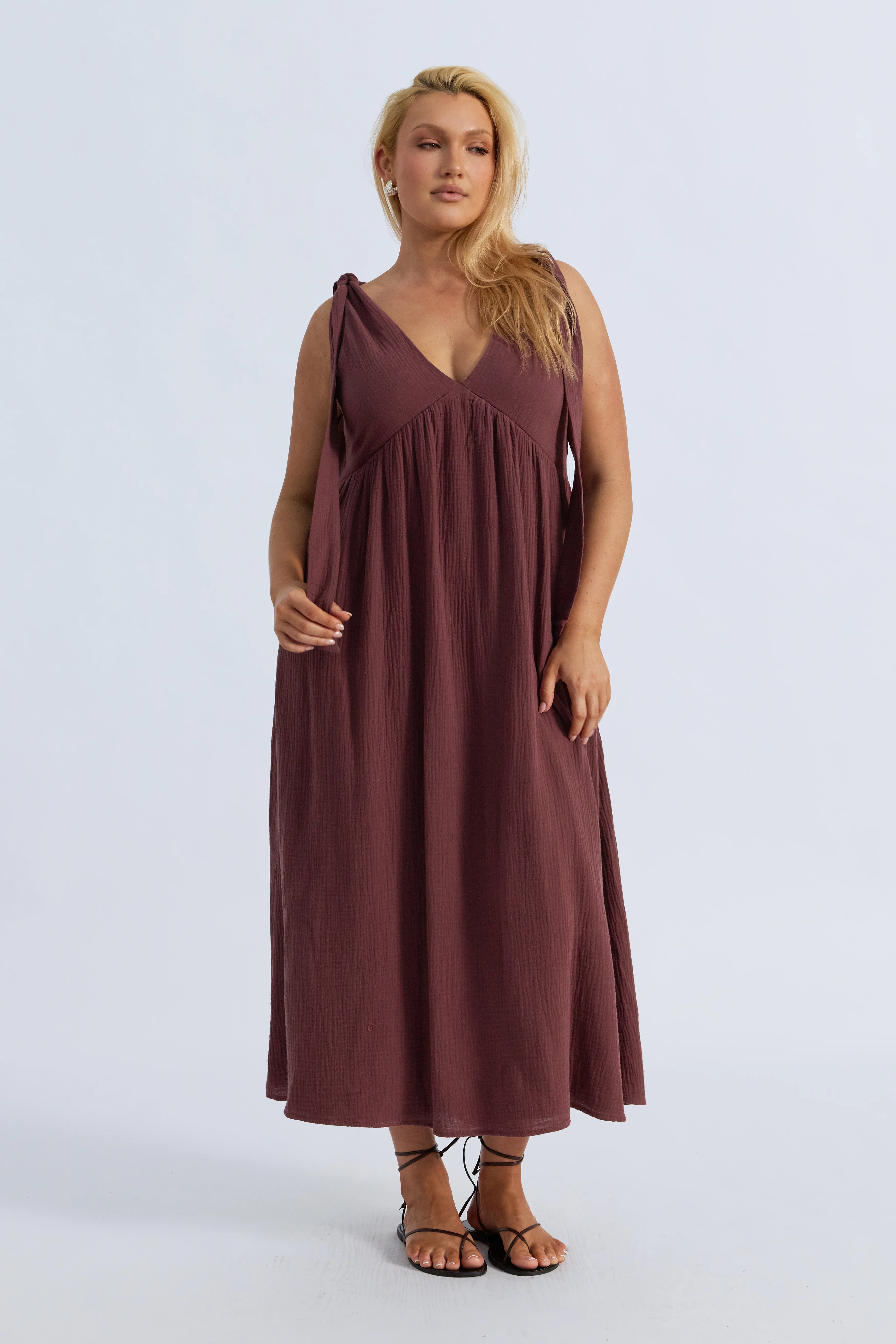 Mallorca Babydoll Midi Dress - Mulberry - Image 13