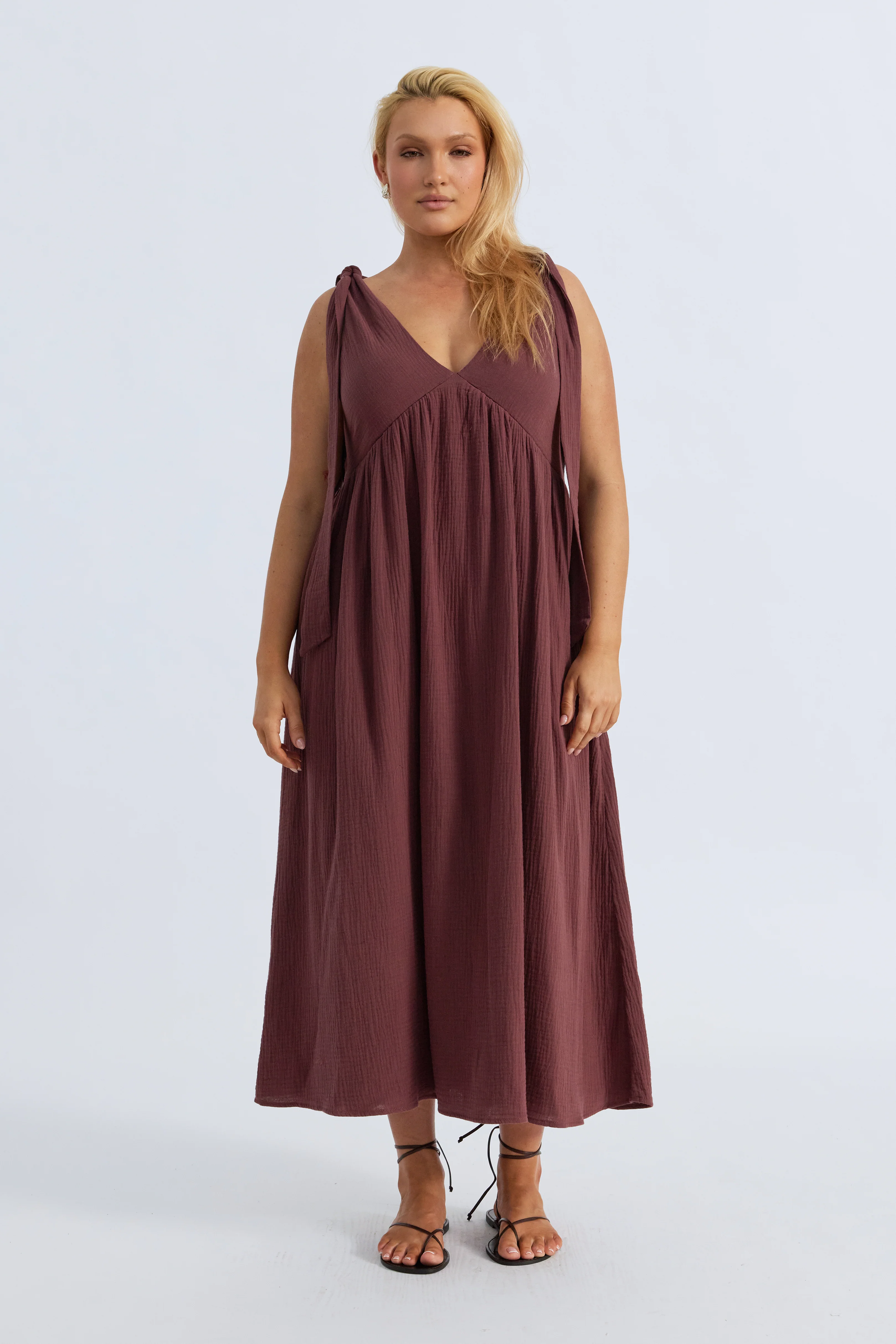 Mallorca Babydoll Midi Dress - Mulberry - Image 4