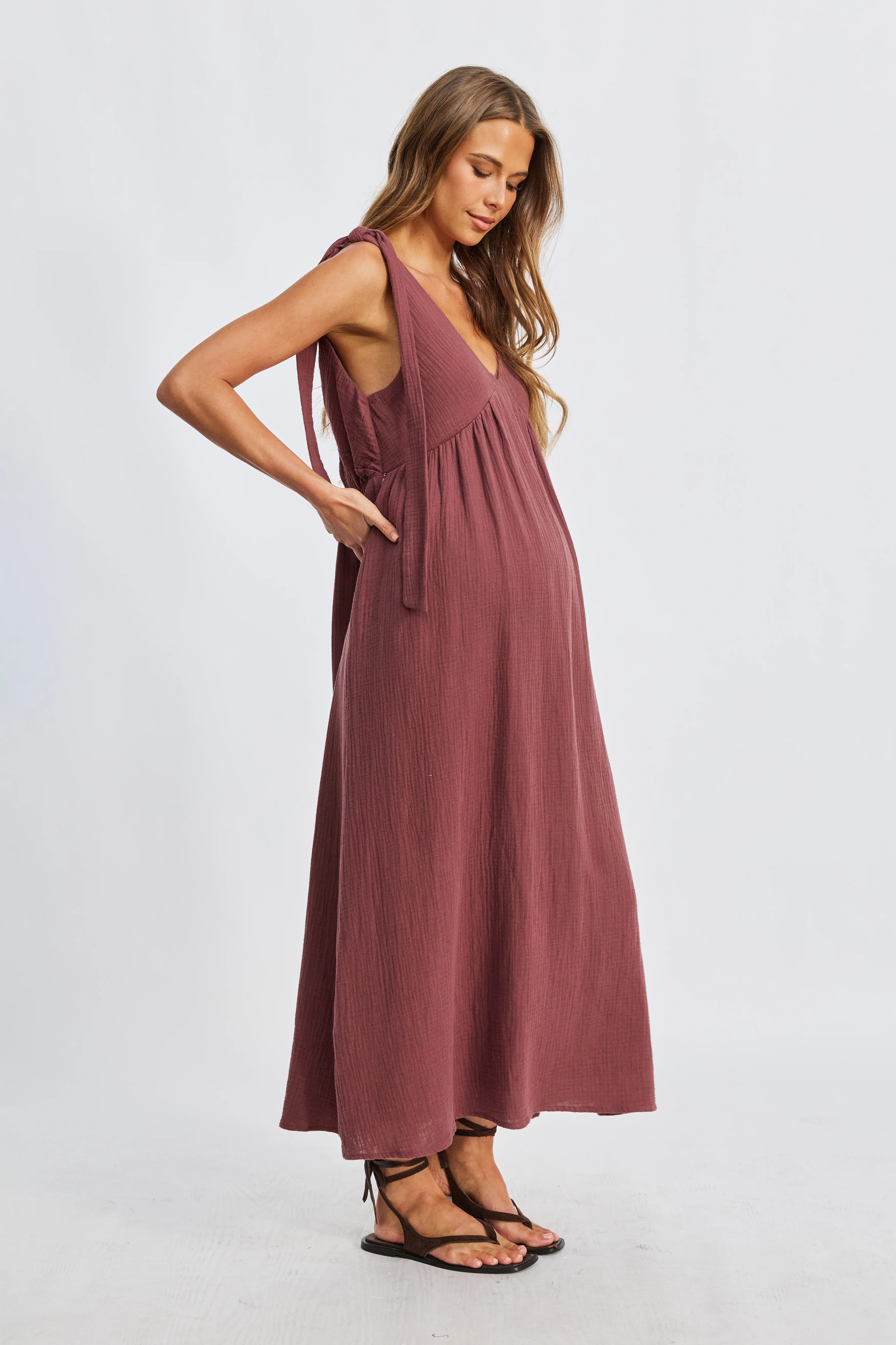 Mallorca Babydoll Midi Dress - Mulberry - Image 7