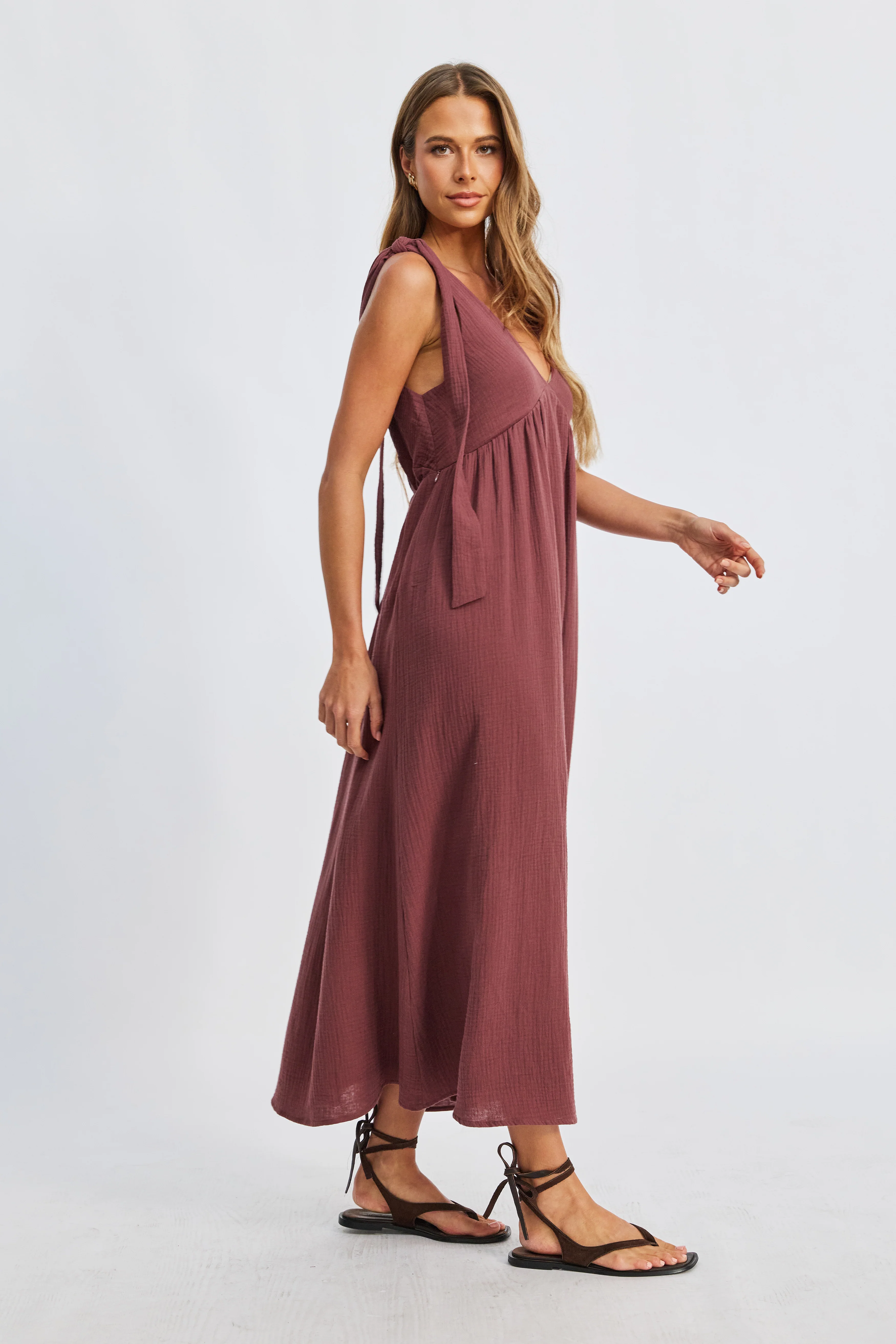 Mallorca Babydoll Midi Dress - Mulberry - Image 8