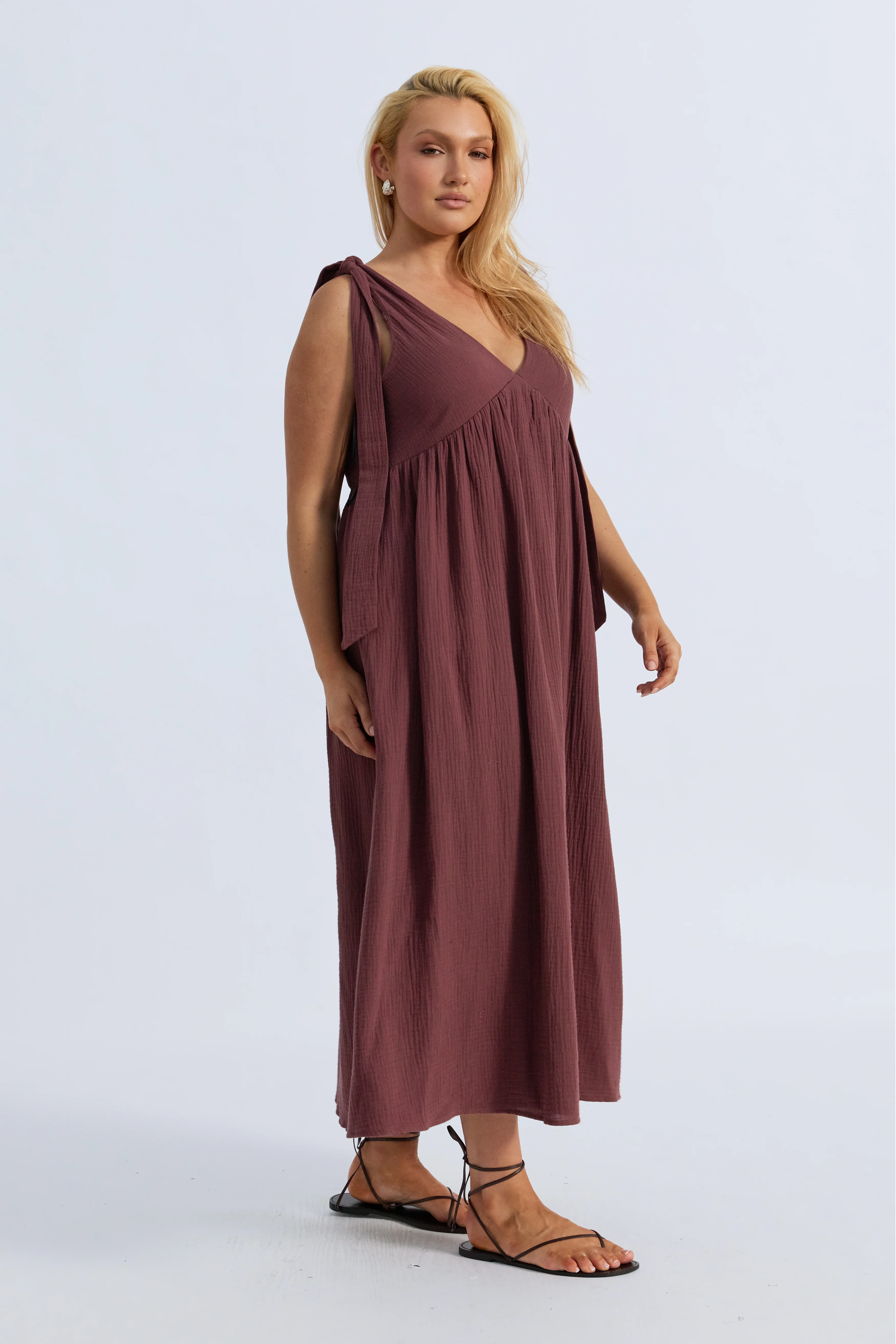 Mallorca Babydoll Midi Dress - Mulberry - Image 9