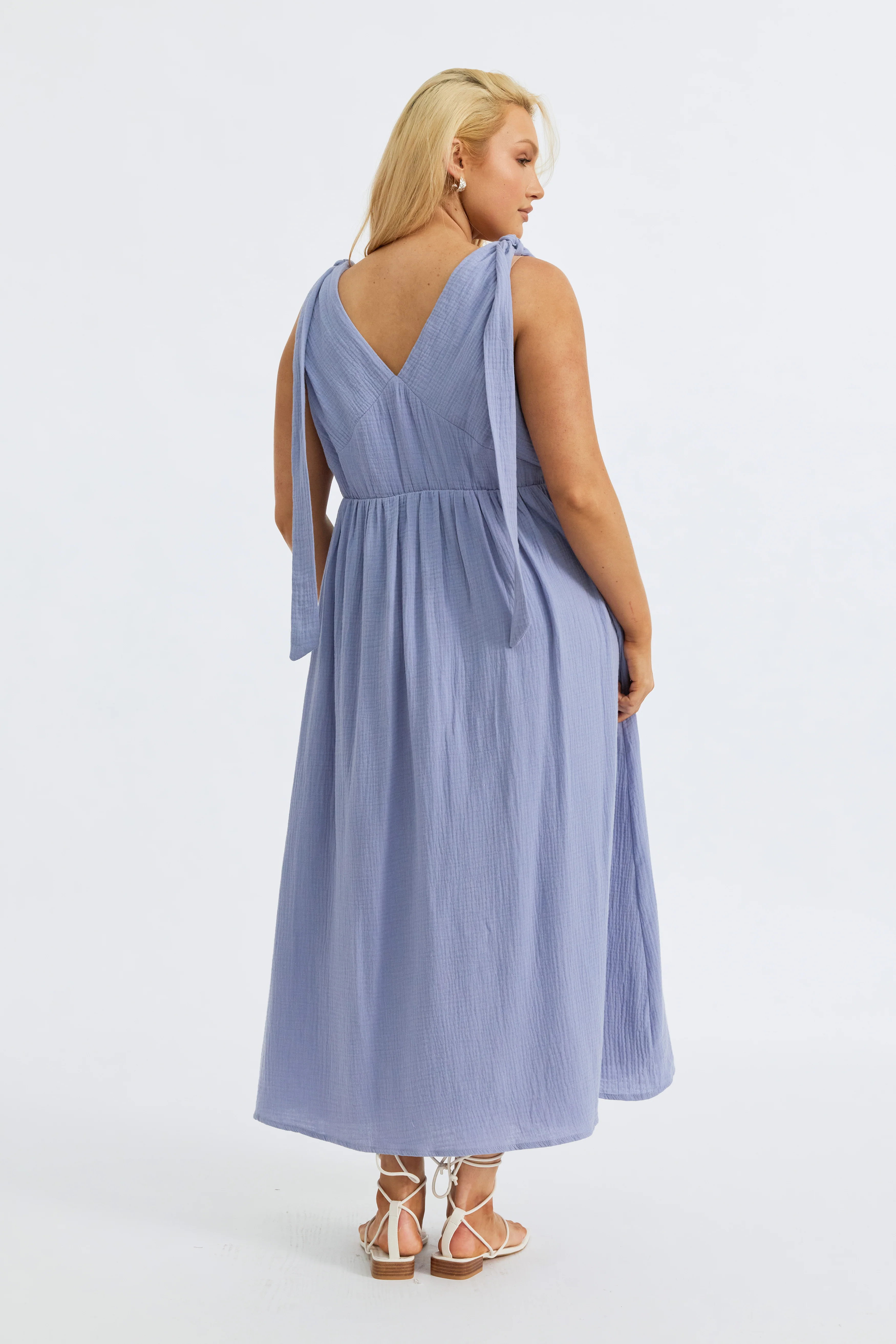 Mallorca Babydoll Midi Dress - Violet Blue - Image 11