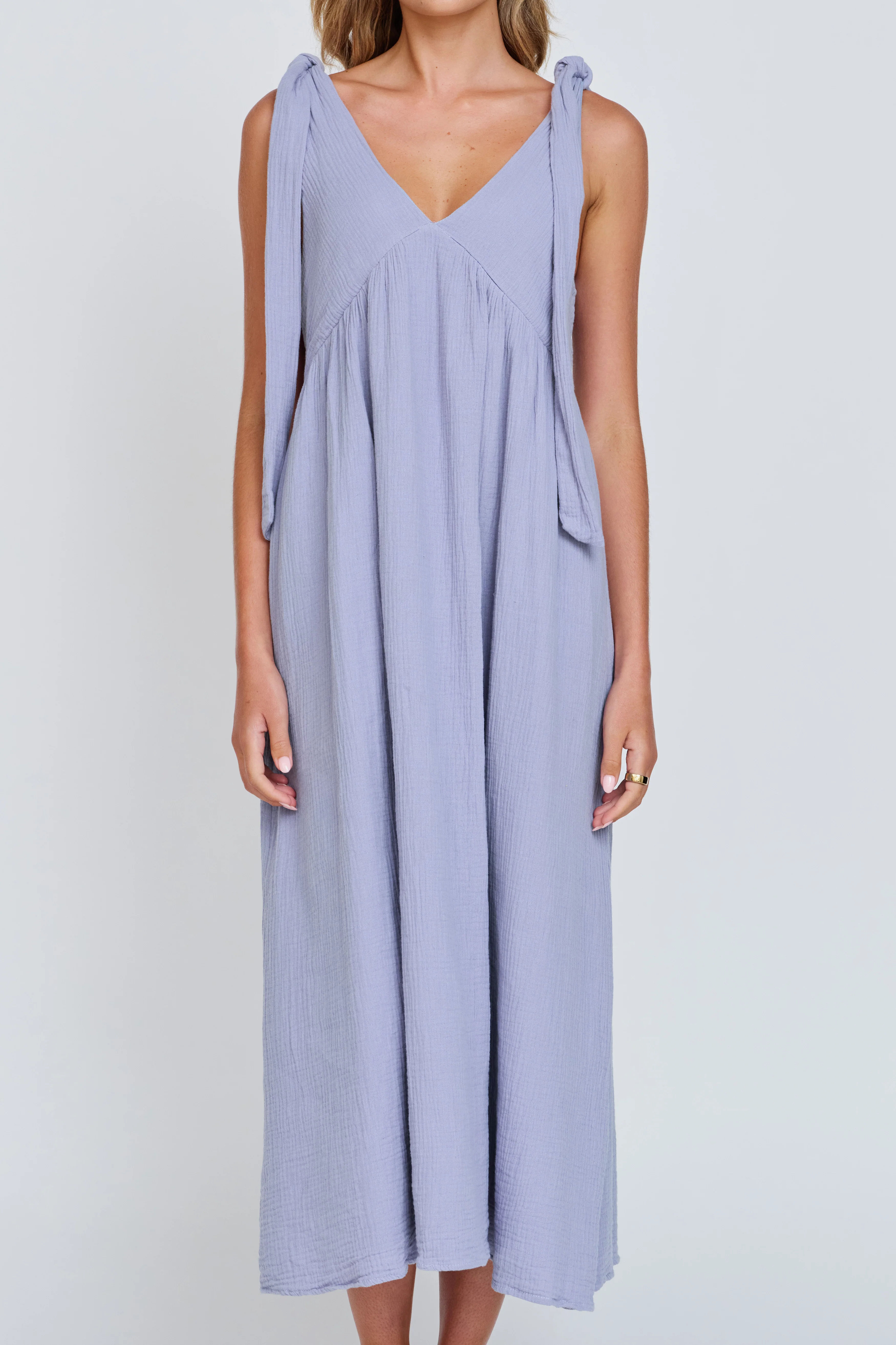 Mallorca Babydoll Midi Dress - Violet Blue - Image 3